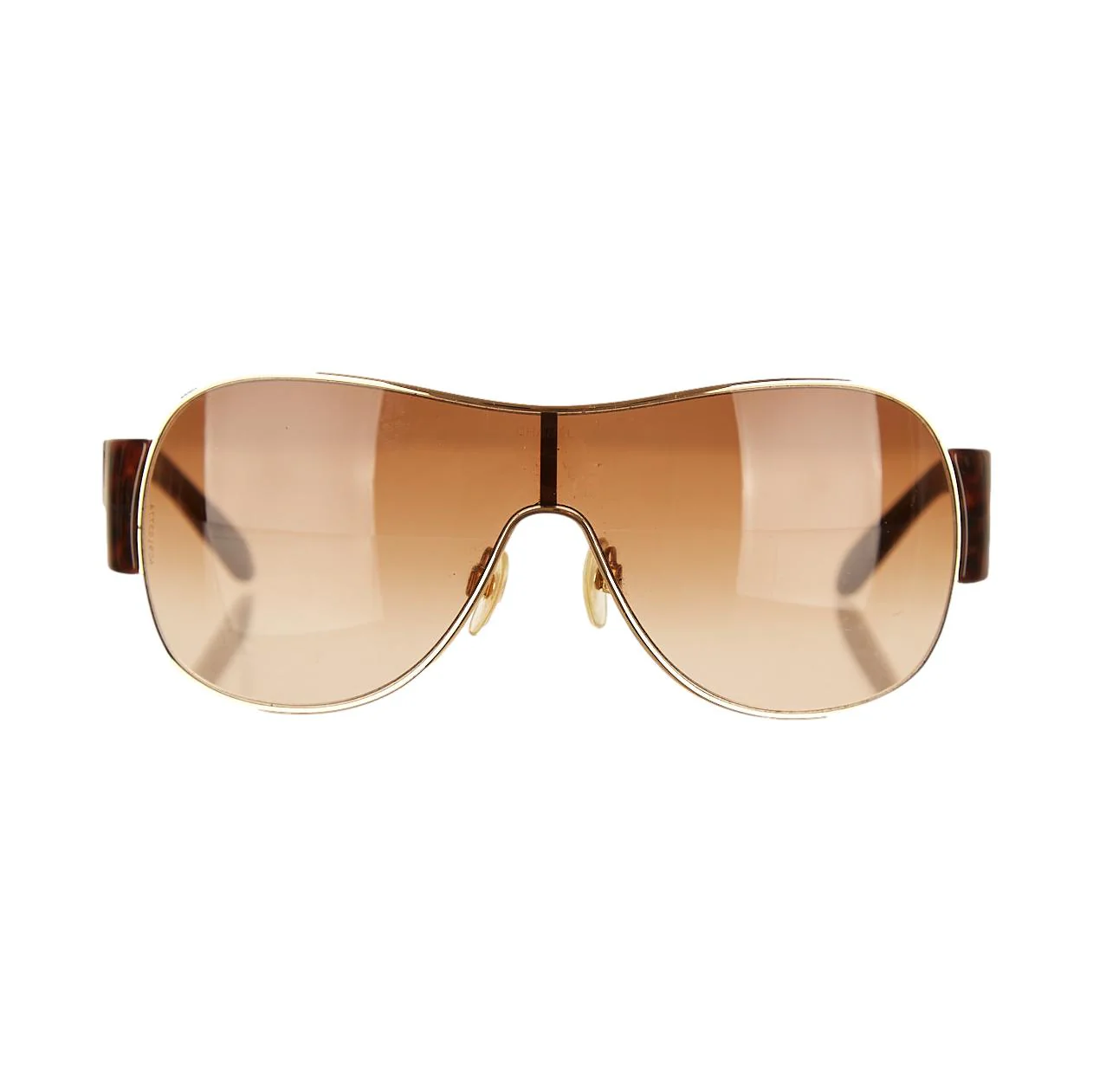 Chanel Brown Logo Shield Sunglasses - Image 2