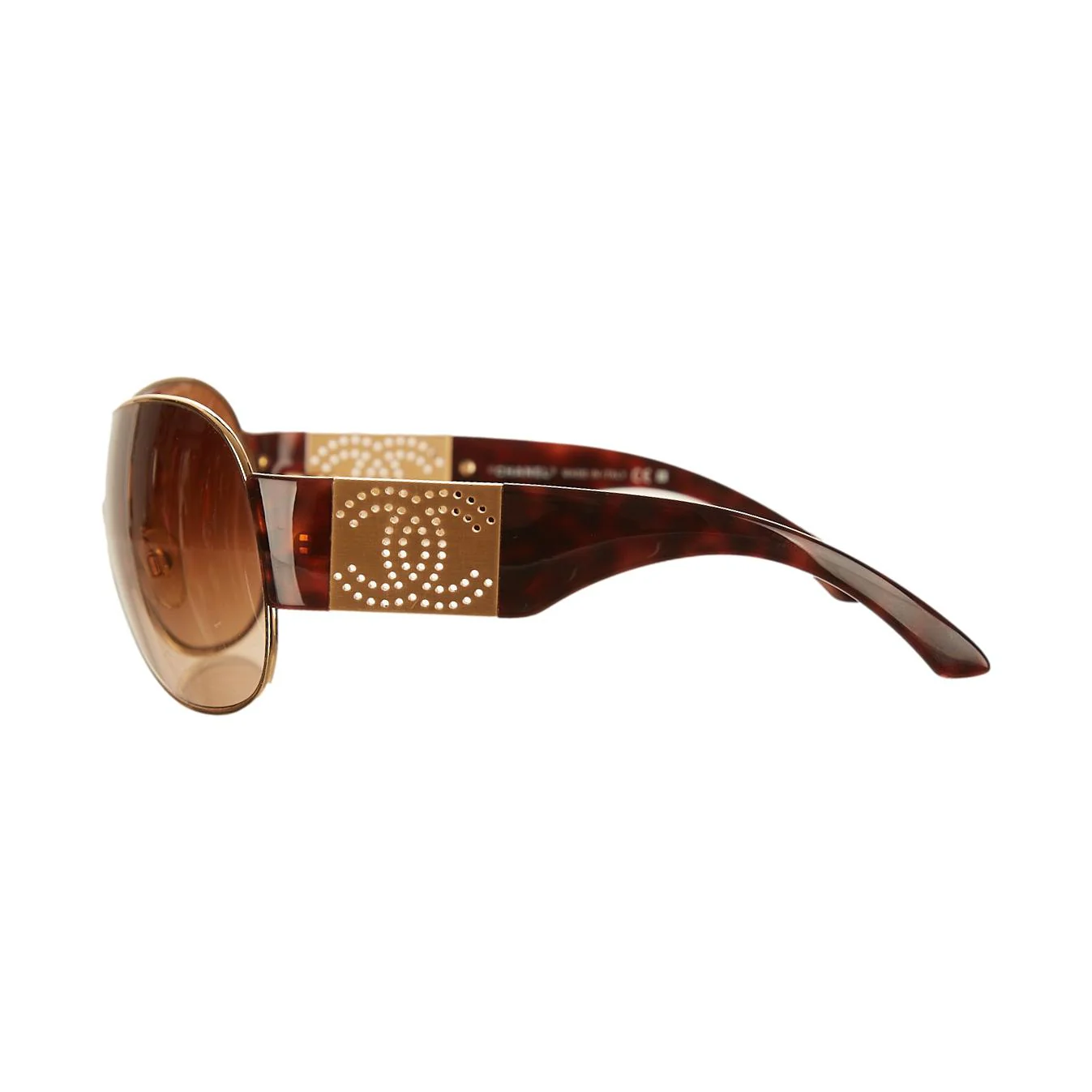 Chanel Brown Logo Shield Sunglasses - Image 3