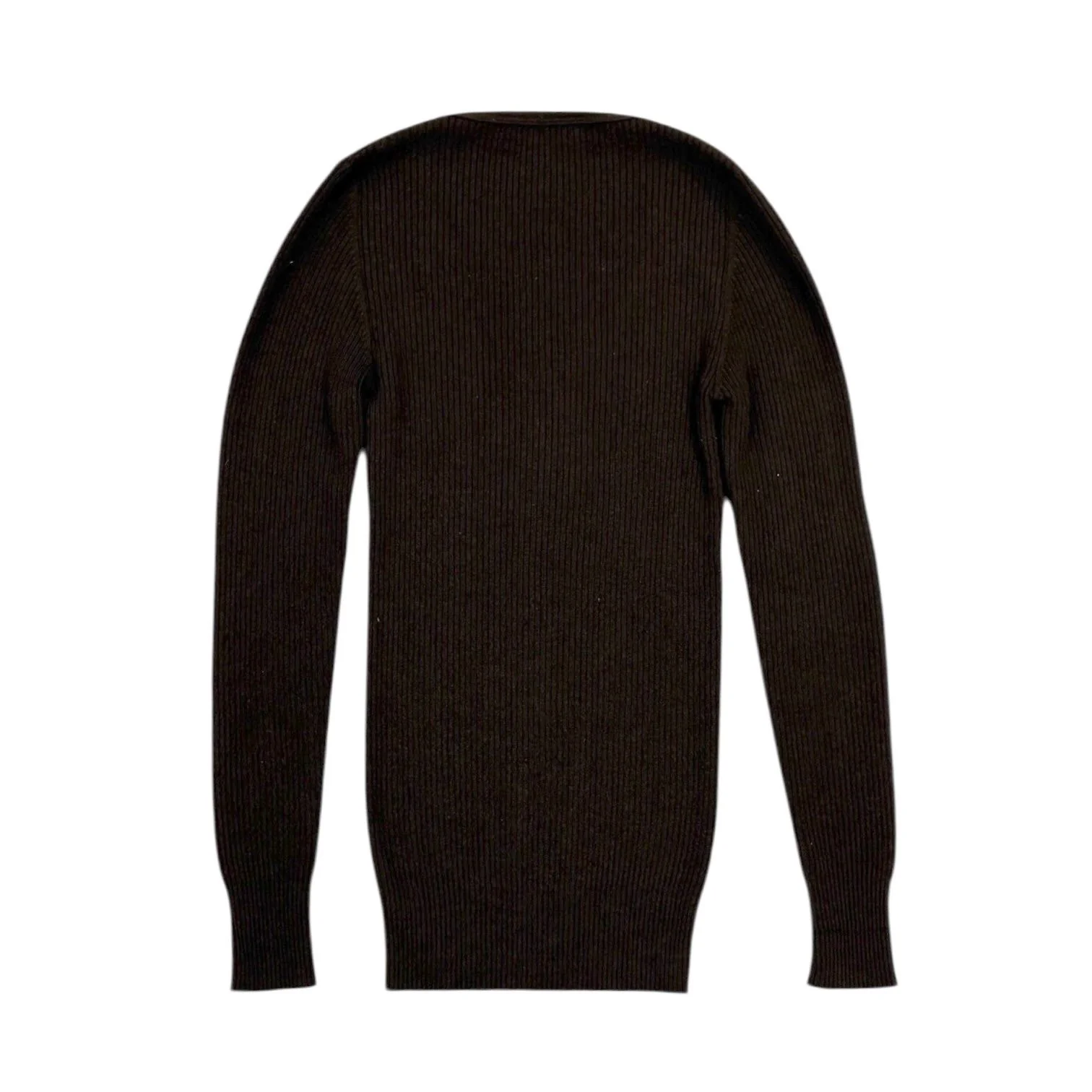 Chanel Brown Ribbed Logo Button Sweater - Image 2