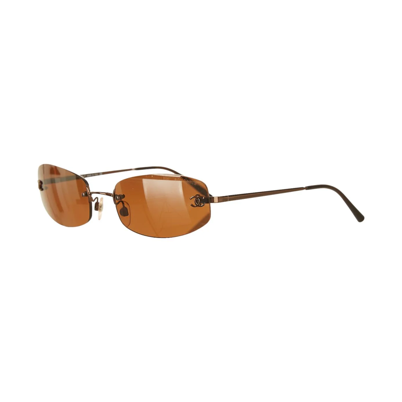 Chanel Brown Rimless Logo Sunglasses