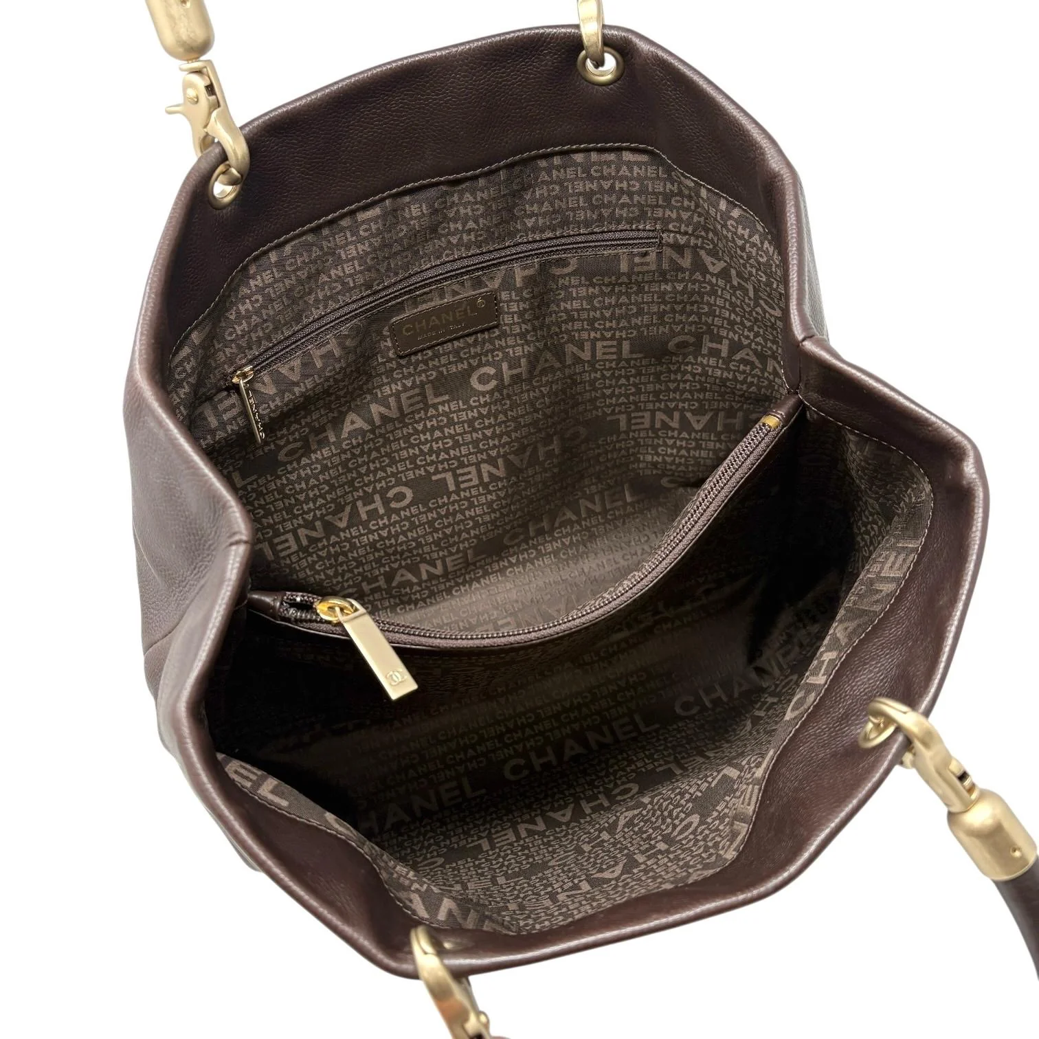 Chanel Brown Caviar Structured Handle Bag - Image 3
