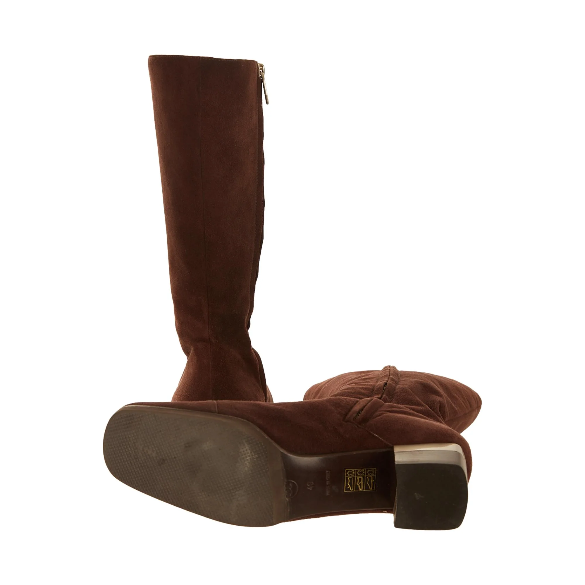Chanel Brown Suede Logo Boots - Image 4