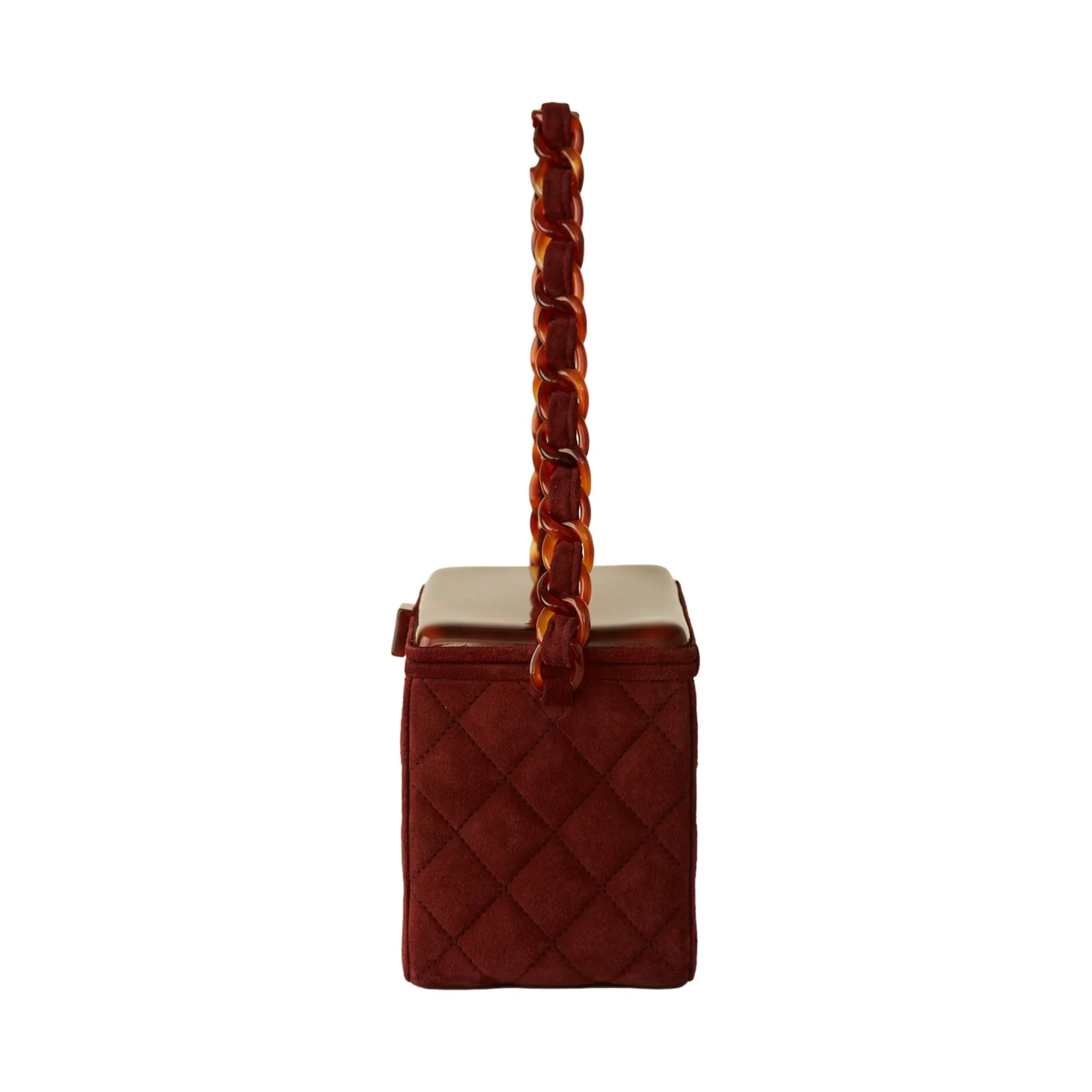 Chanel Brown Suede Tortoise Box Bag - Image 4