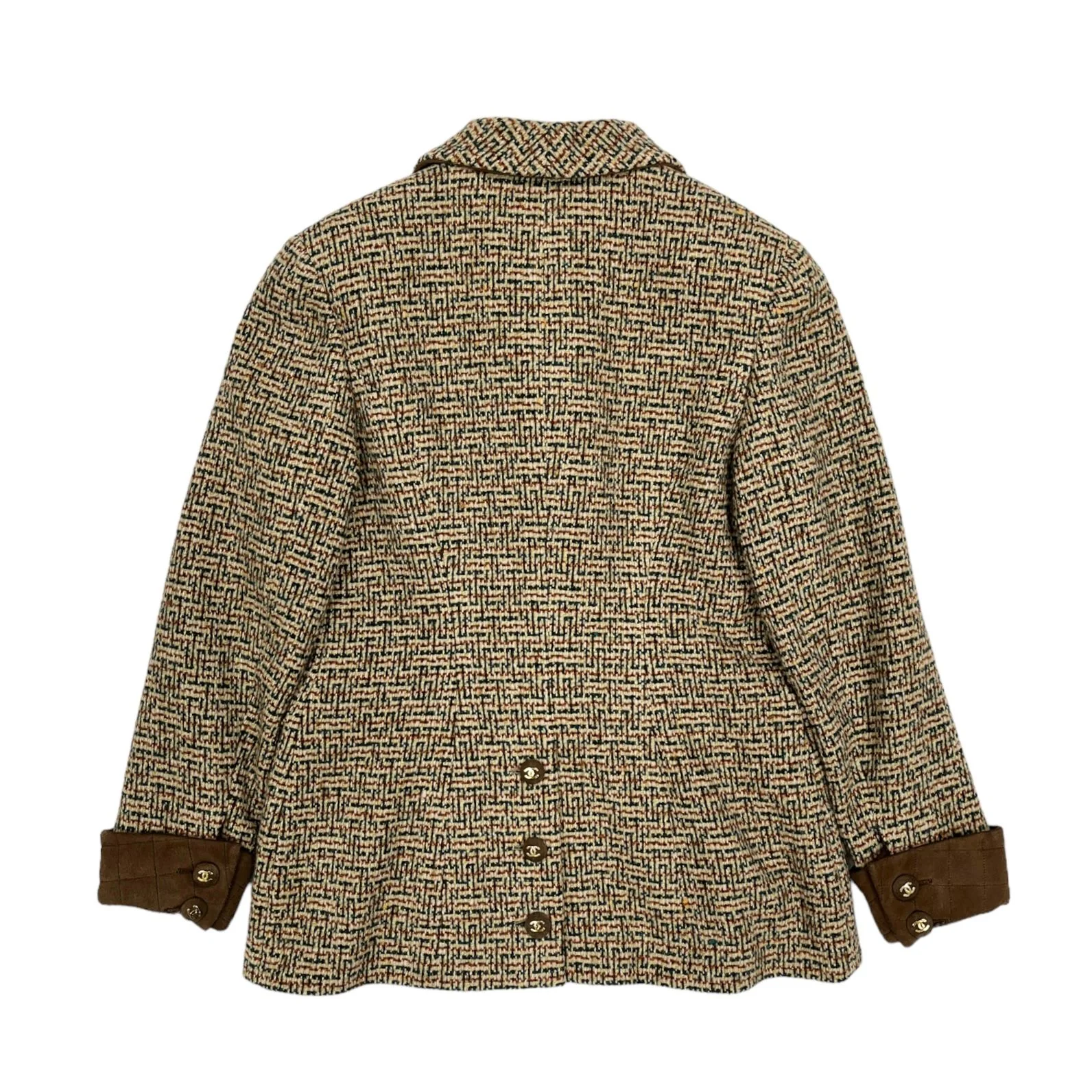 Chanel Brown Tweed Logo Button Jacket - Image 2