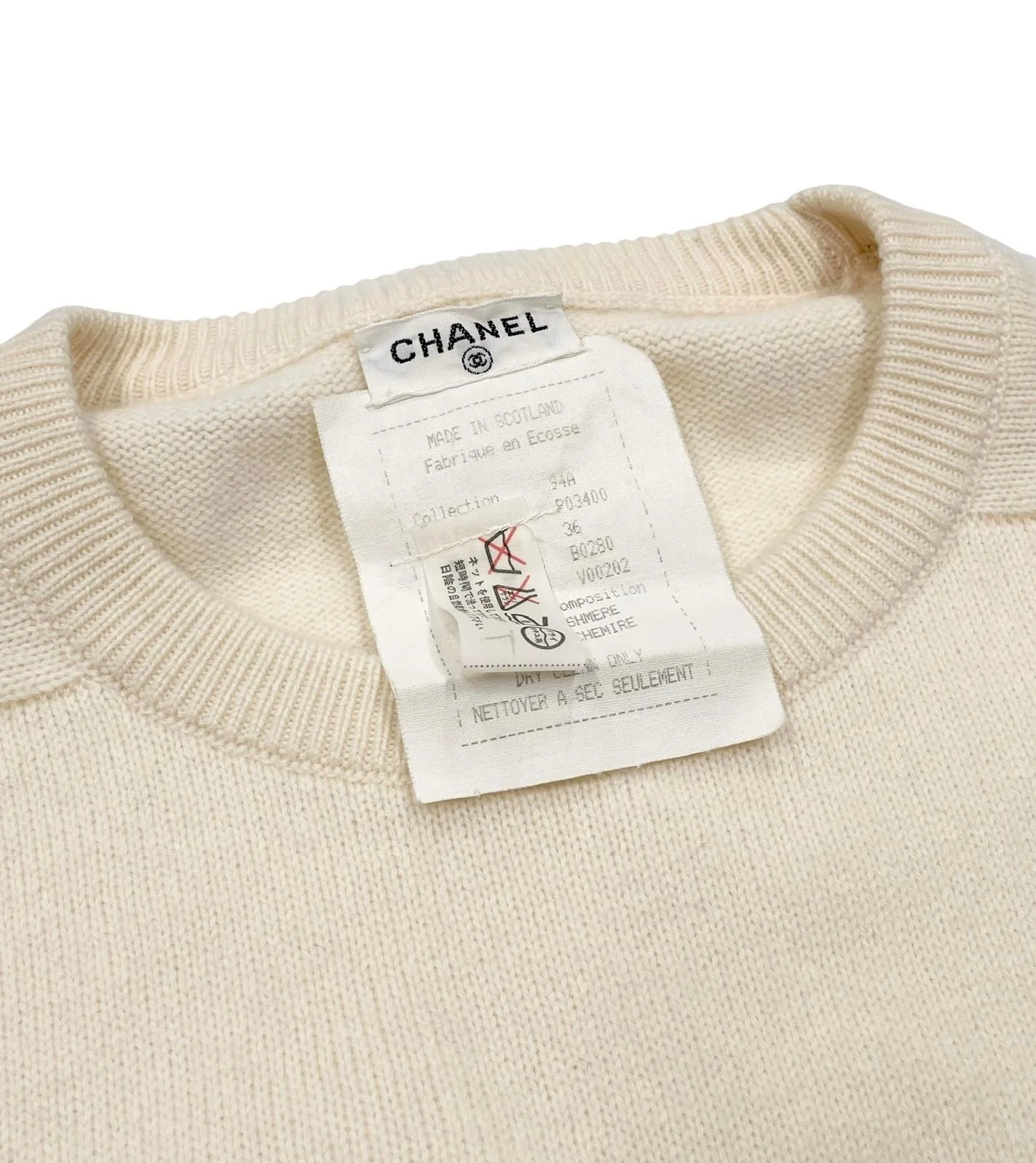 Chanel Beige Cashmere Logo Pullover - Image 3