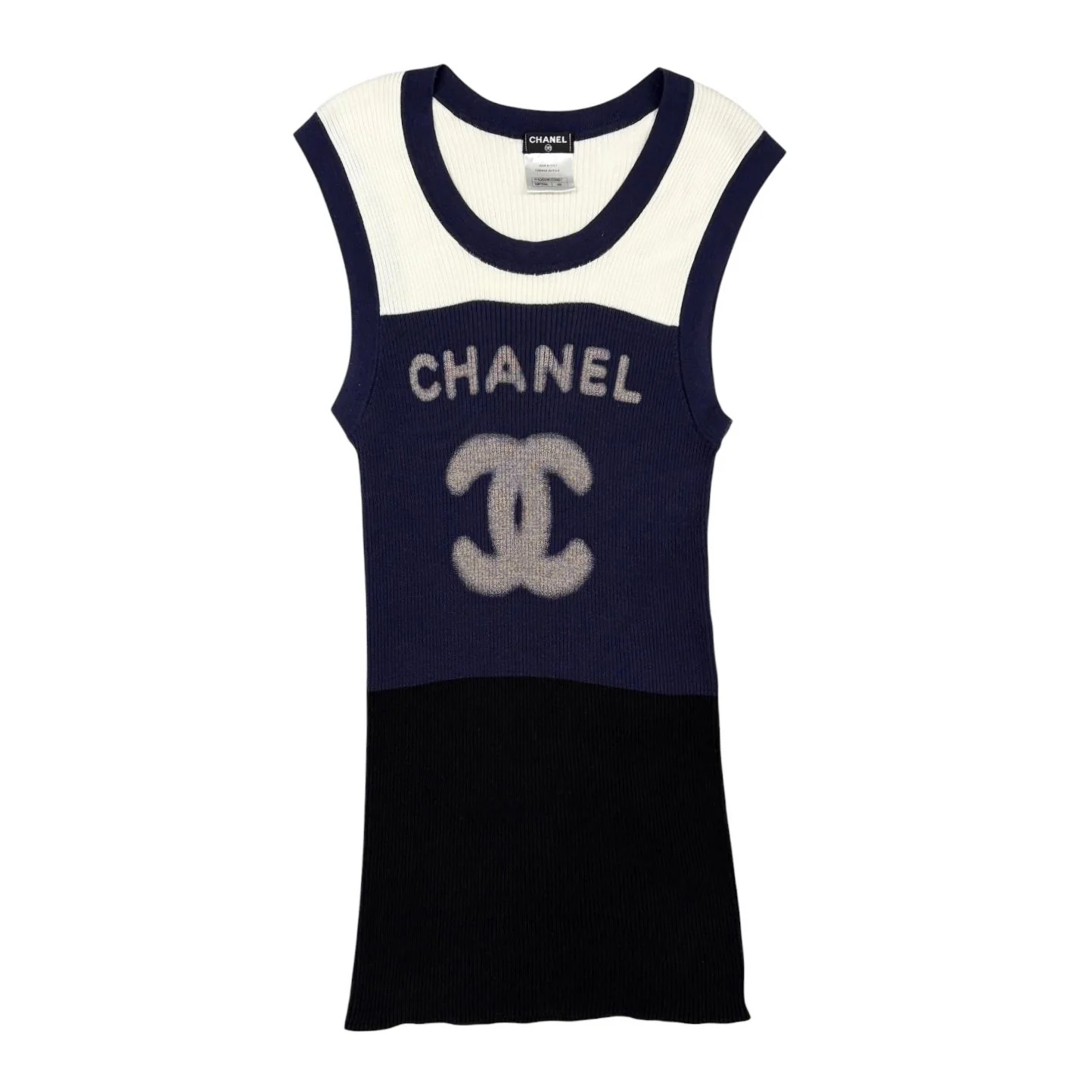 Chanel Colorblocked Ribbed Mini Dress