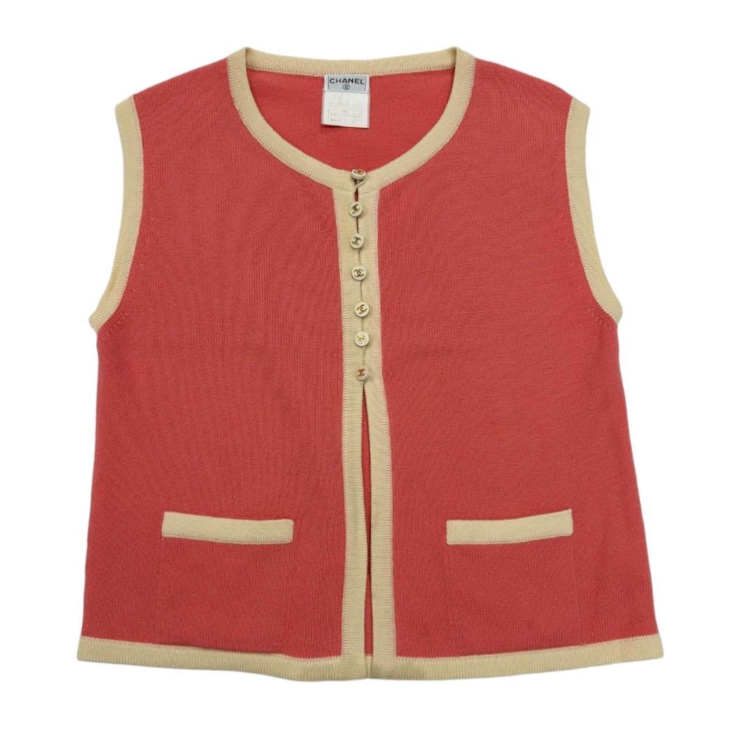 Chanel Coral Logo Button Tank