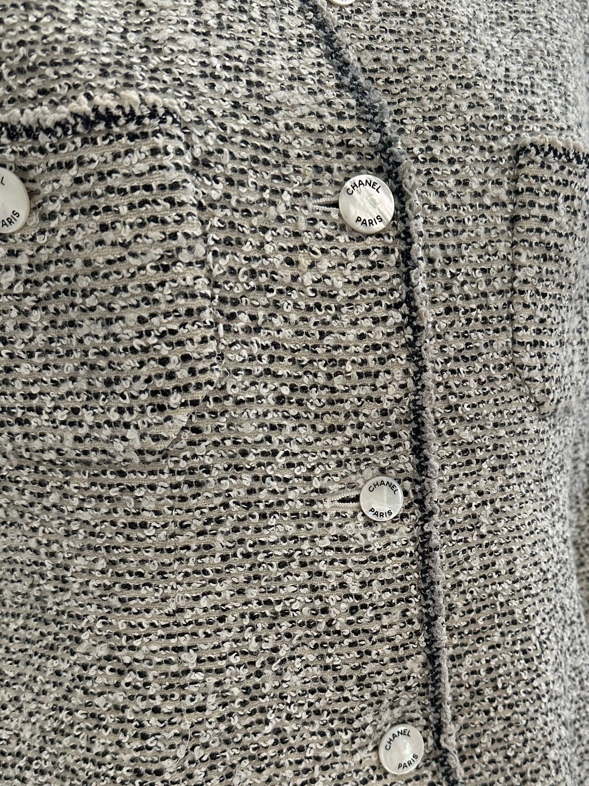 Chanel Cream + Black Tweed Cropped Blazer - Image 3