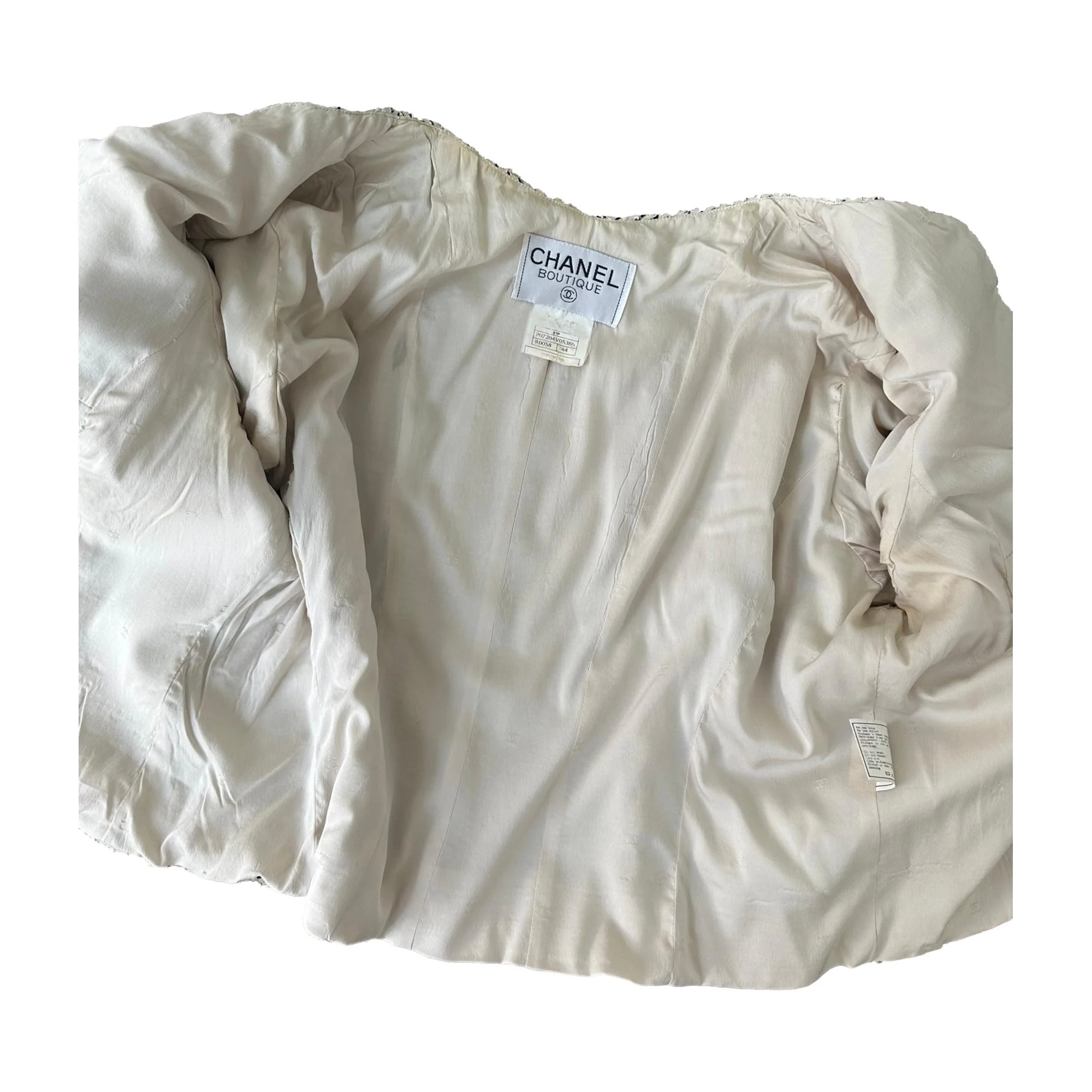 Chanel Cream + Black Tweed Cropped Blazer - Image 4