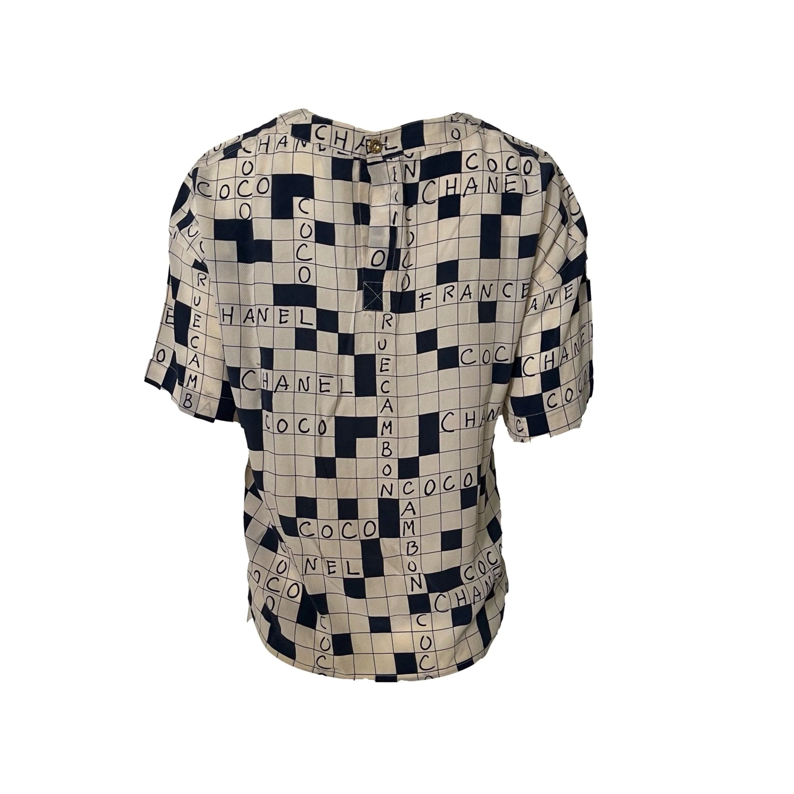 Chanel Cream Crossword Puzzle Blouse - Image 2