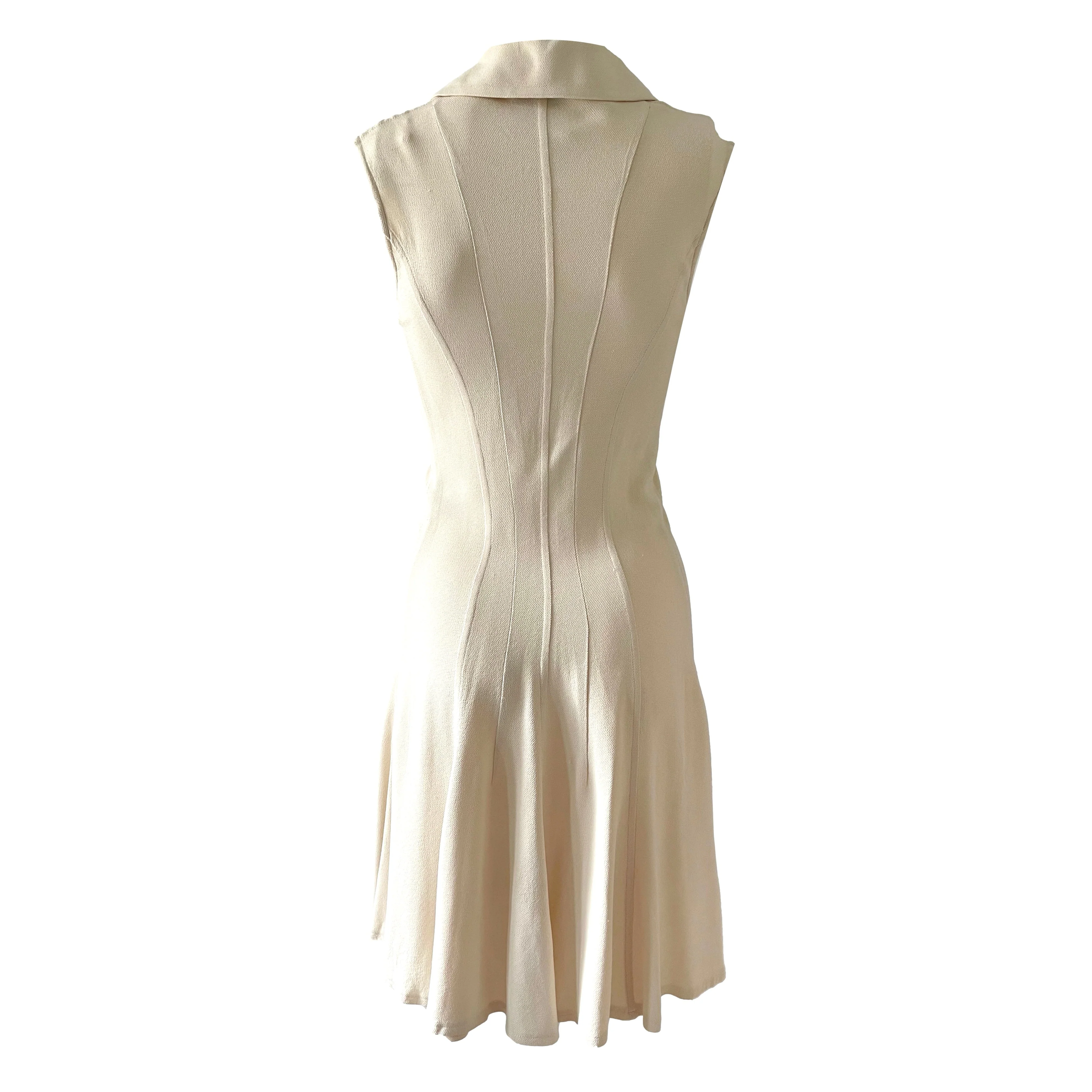 Chanel Cream Logo Button Down Dress - Image 3