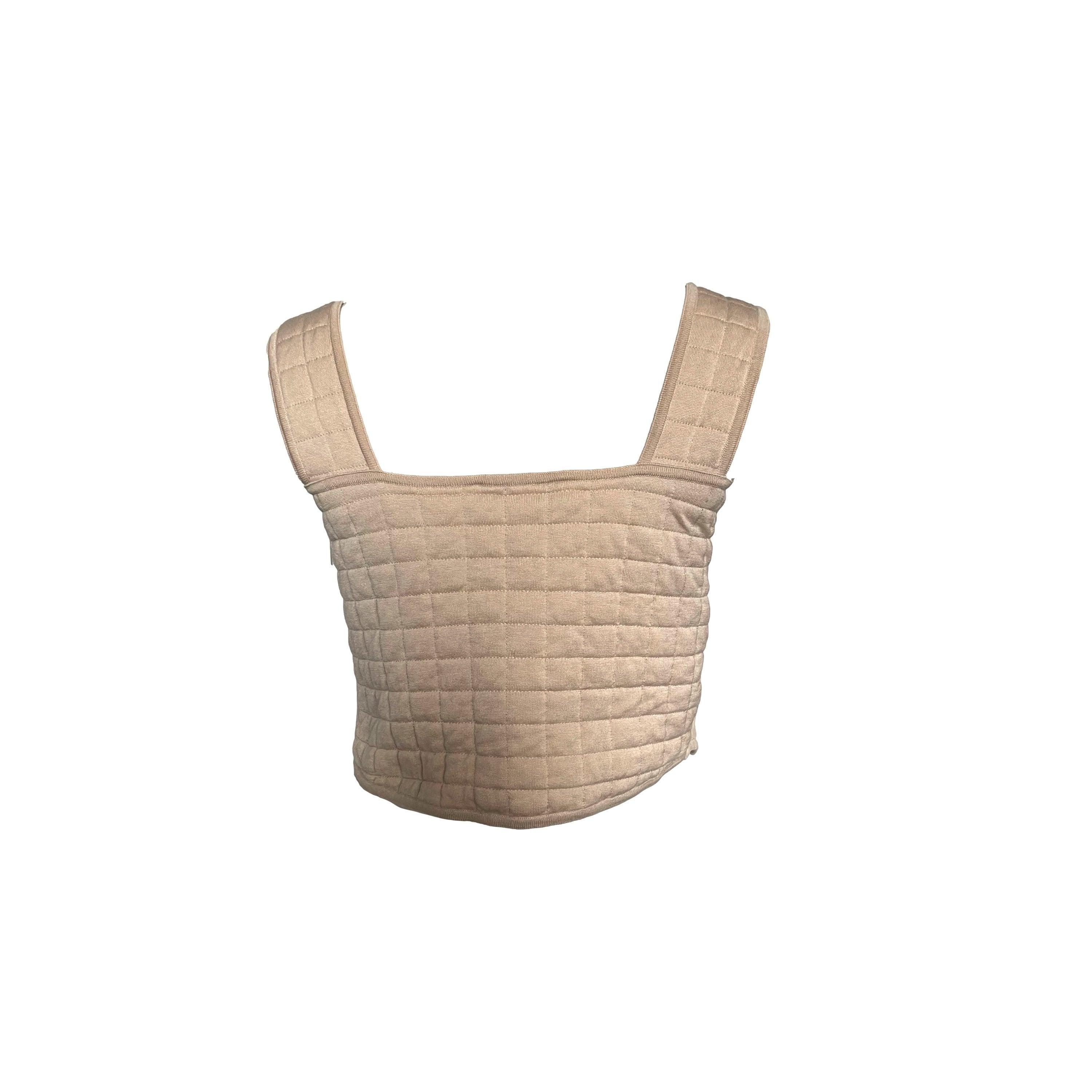 Chanel Cream Textured Crop Tank - Image 3