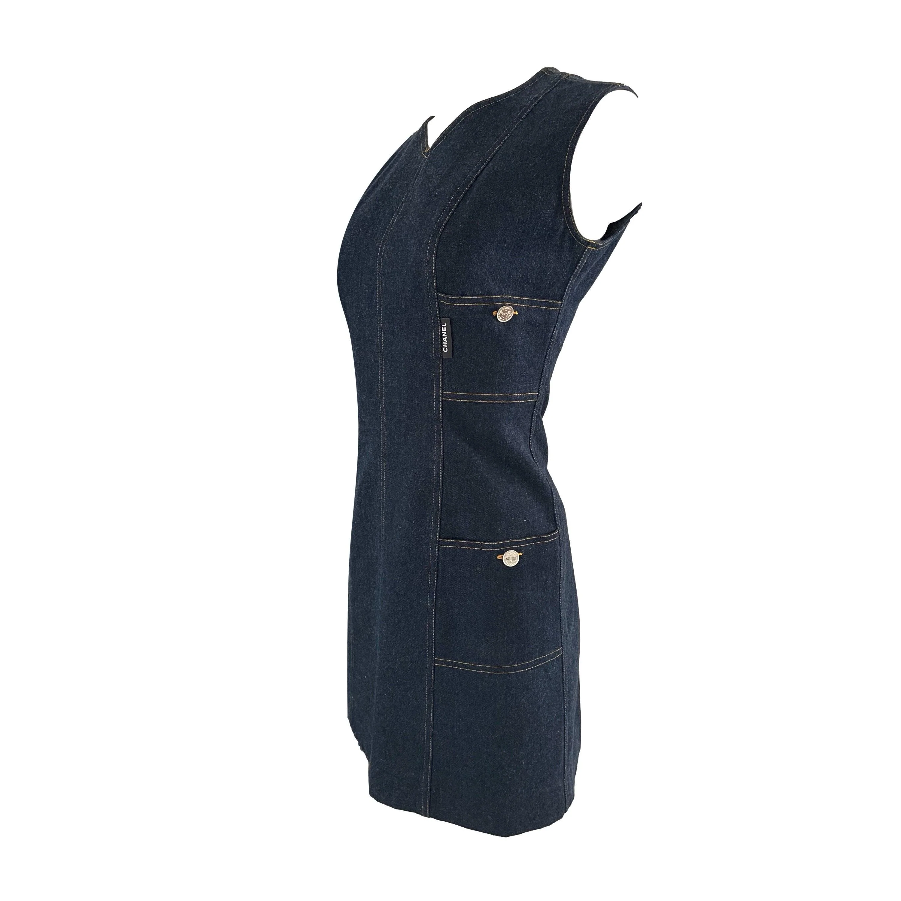 Chanel Denim Logo Button Dress - Image 3