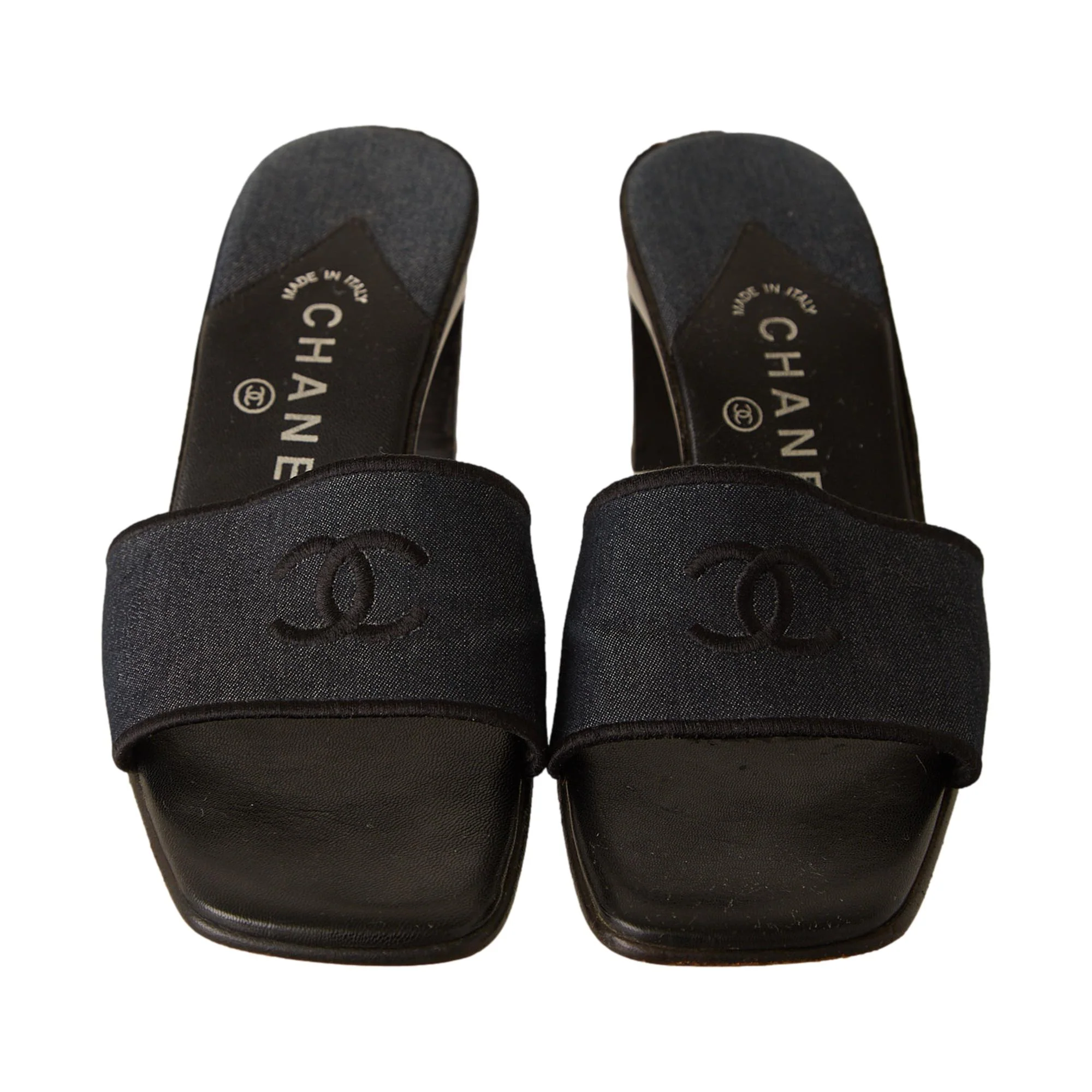 Chanel Denim Logo Heels - Image 2
