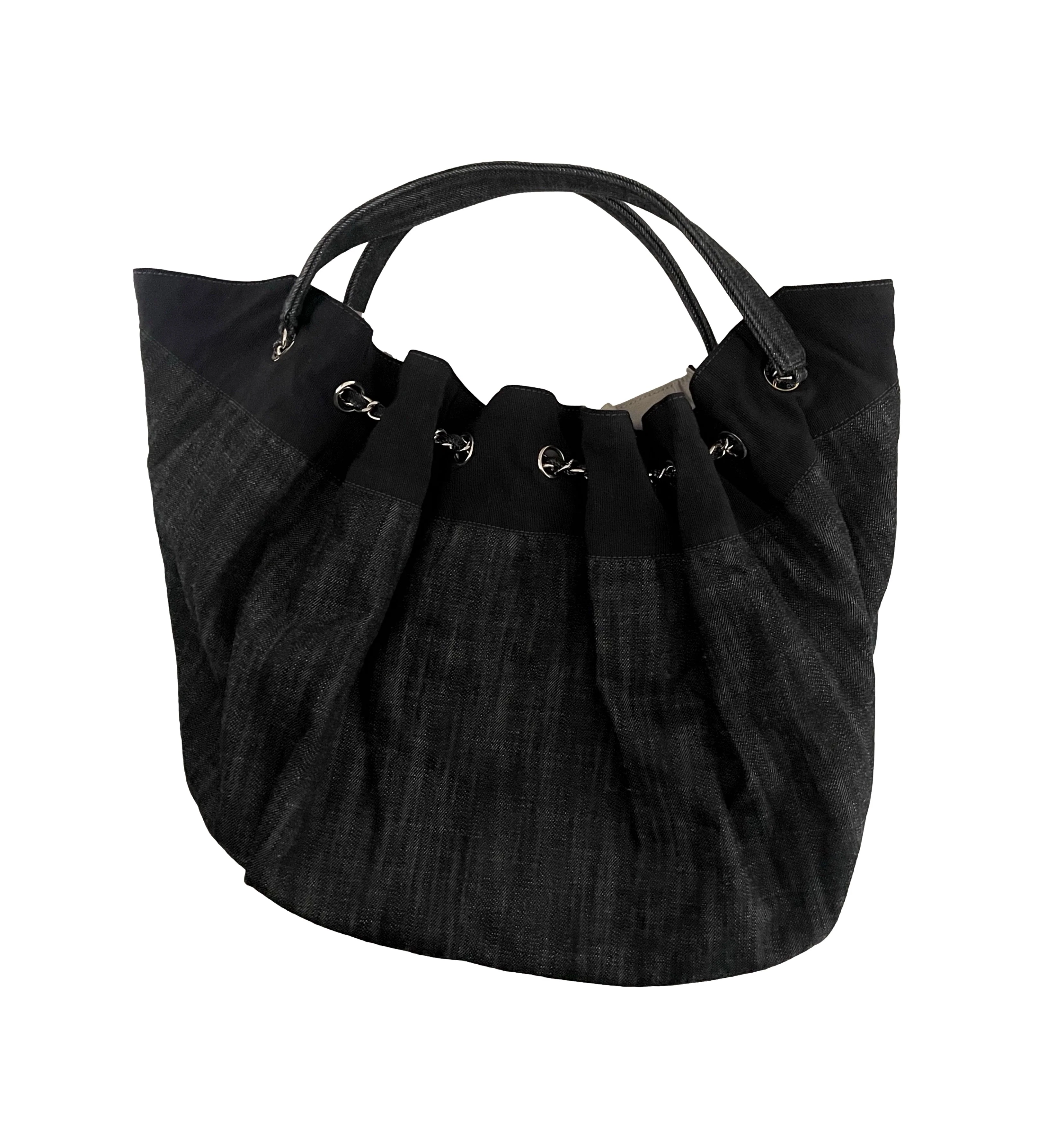 Chanel Denim Logo Hobo Bag - Image 2