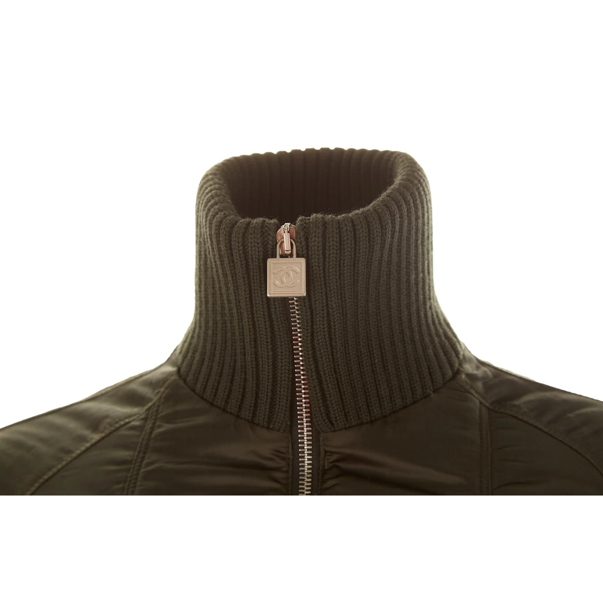Chanel Green Cropped Nylon Jacket - Image 3