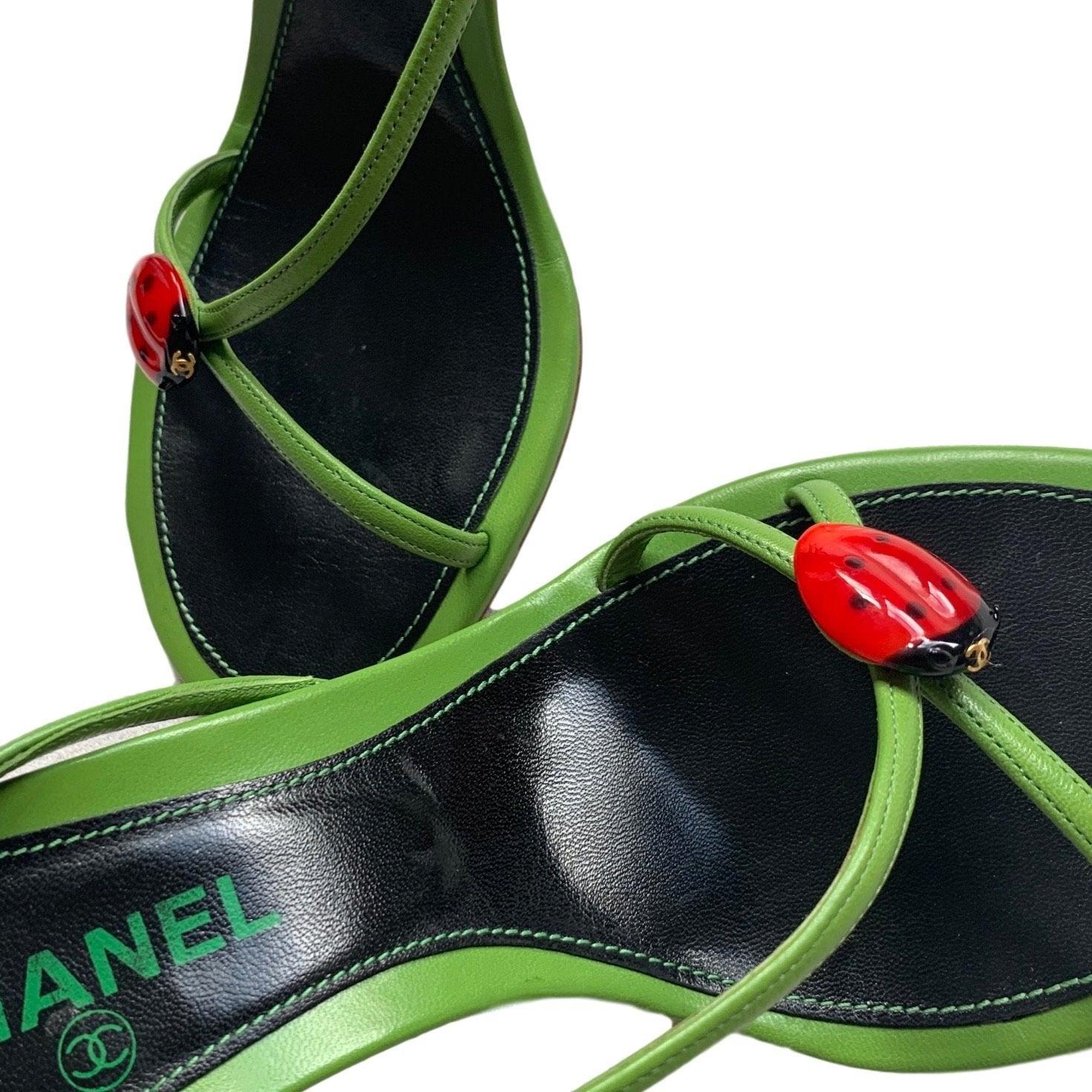 Chanel Green Ladybug Heels - Image 2