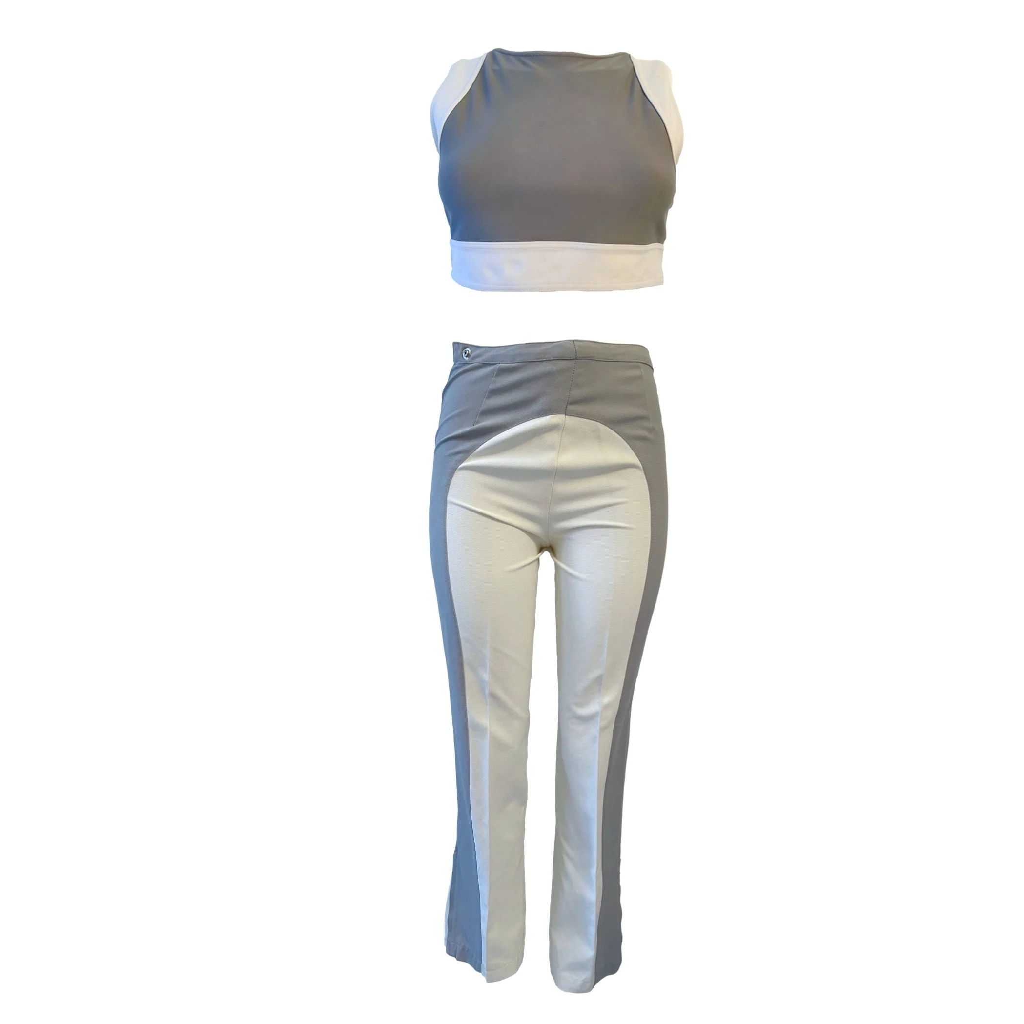 Chanel Grey Logo Crop Set