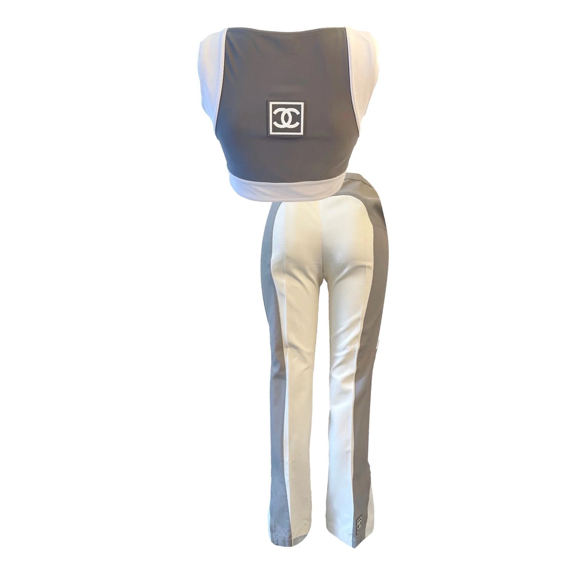 Chanel Grey Logo Crop Set - Image 2