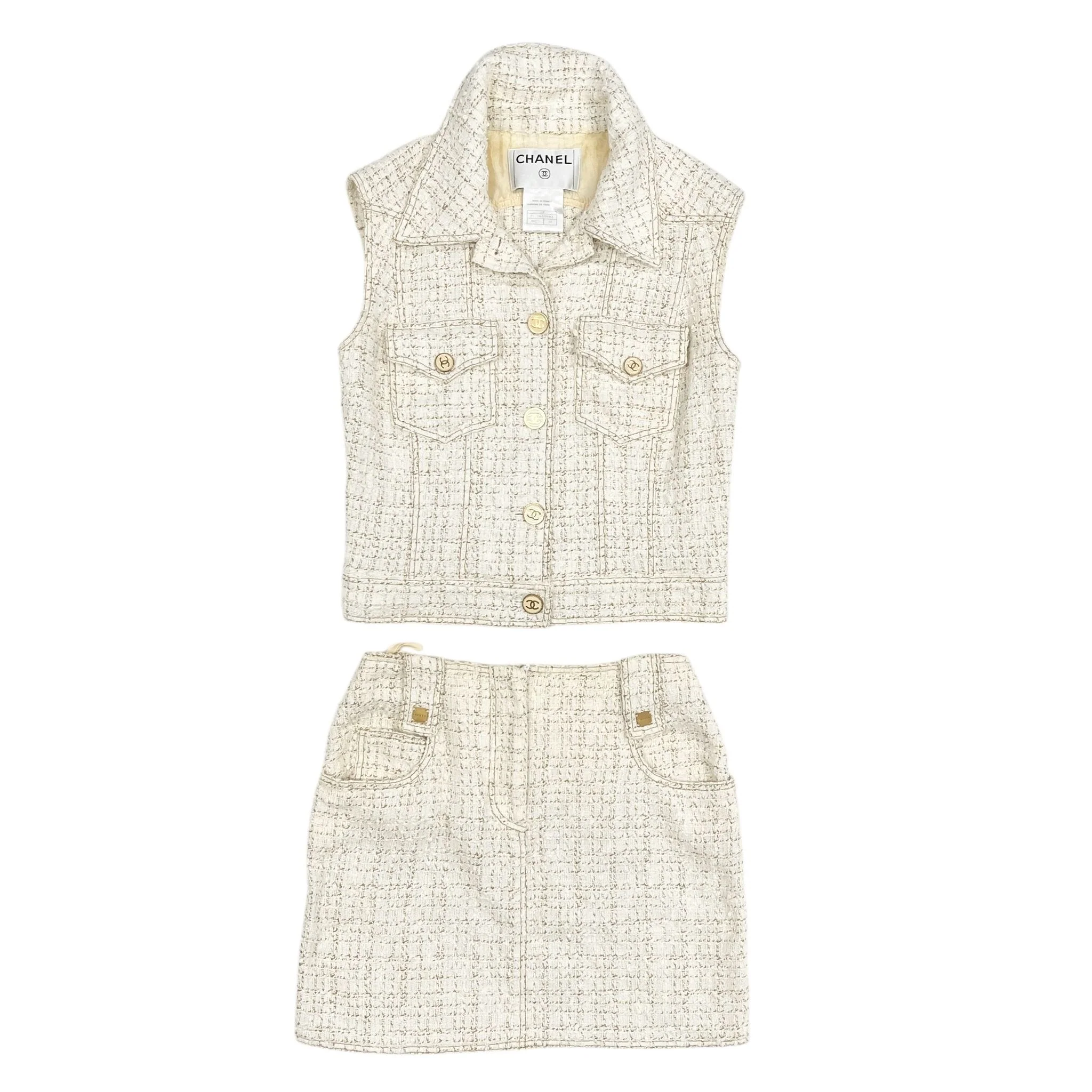Chanel Ivory Cropped Logo Set - Image 2