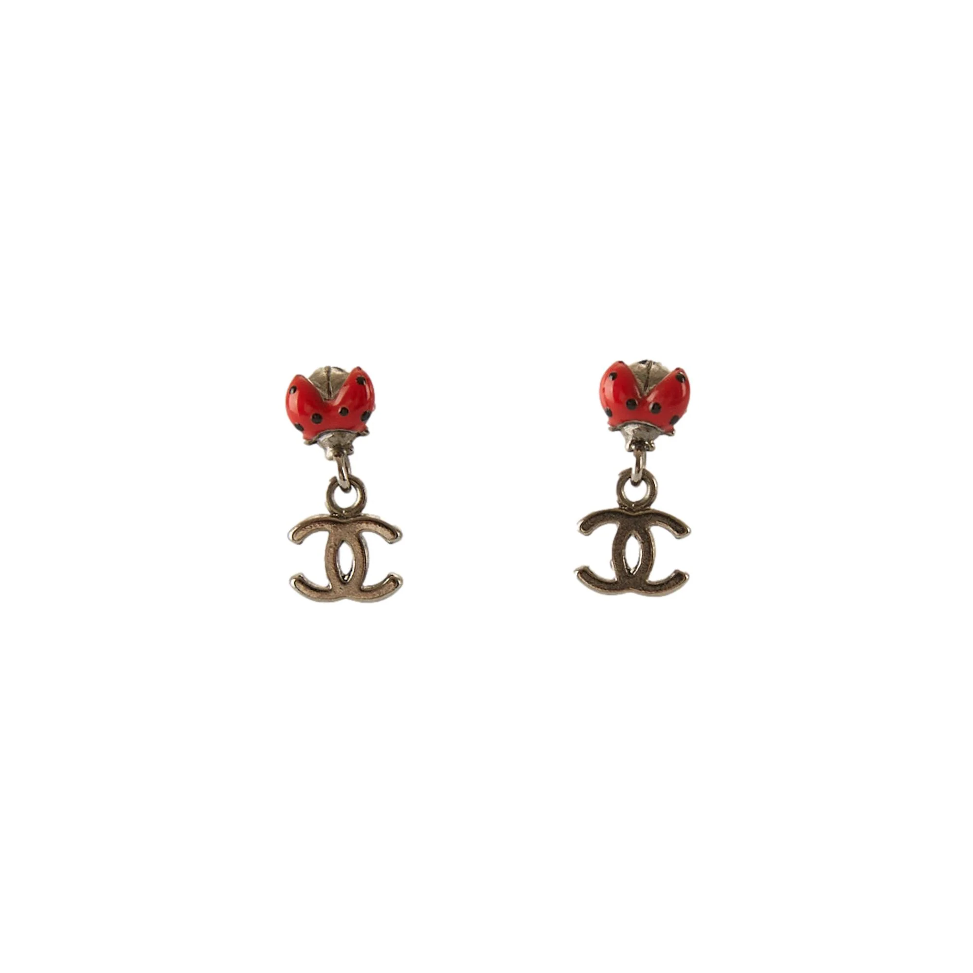 Chanel Lady Bug Logo Earrings