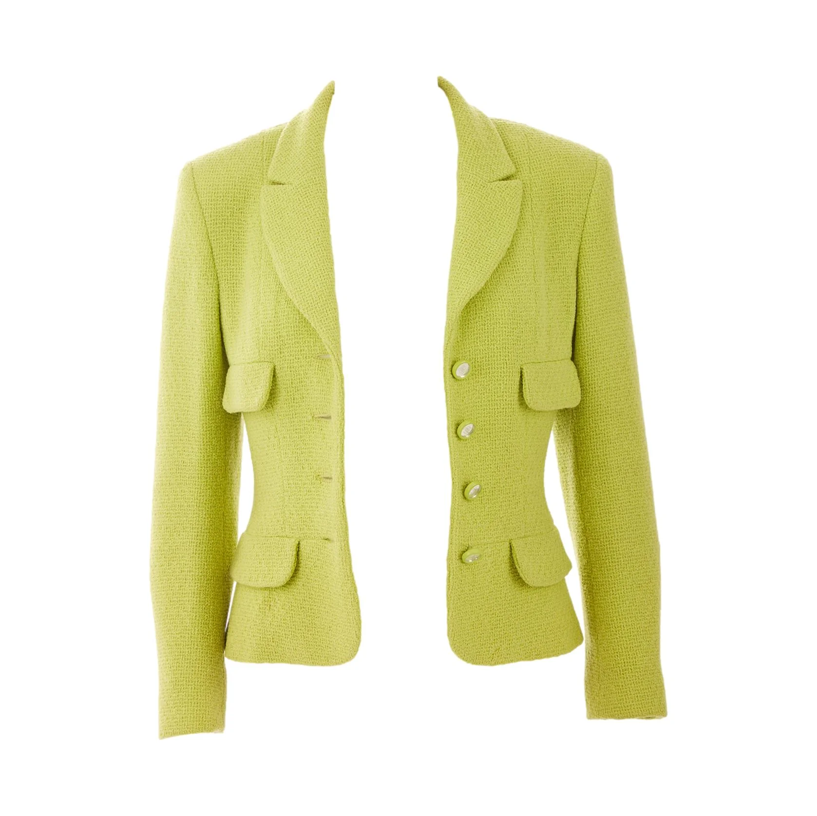 Chanel Lime Green Tweed Jacket - Image 3