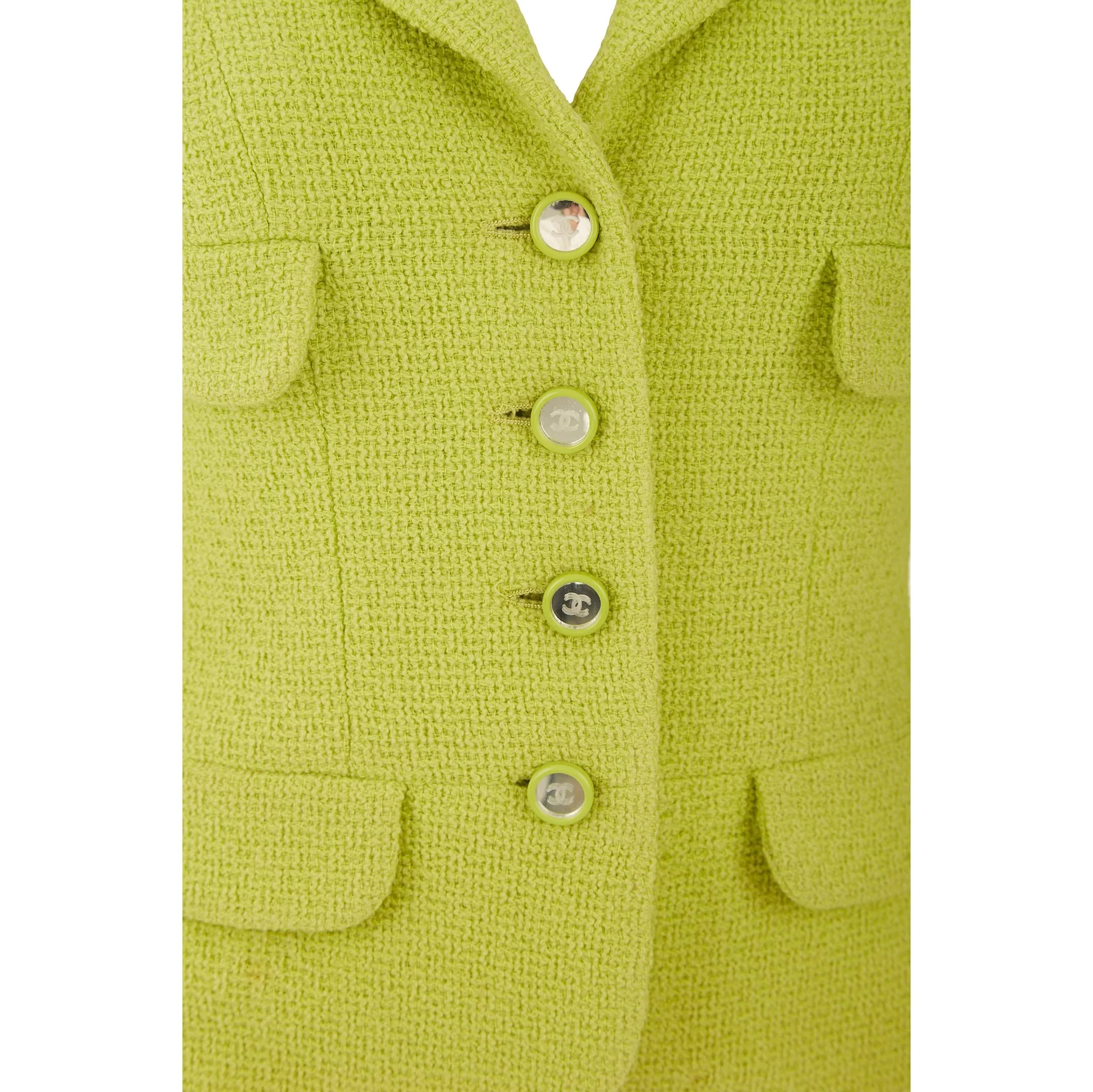 Chanel Lime Green Tweed Jacket - Image 4