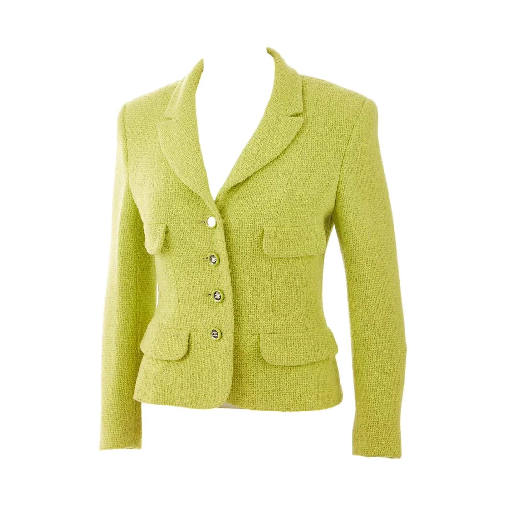 Chanel Lime Green Tweed Jacket - Image 5