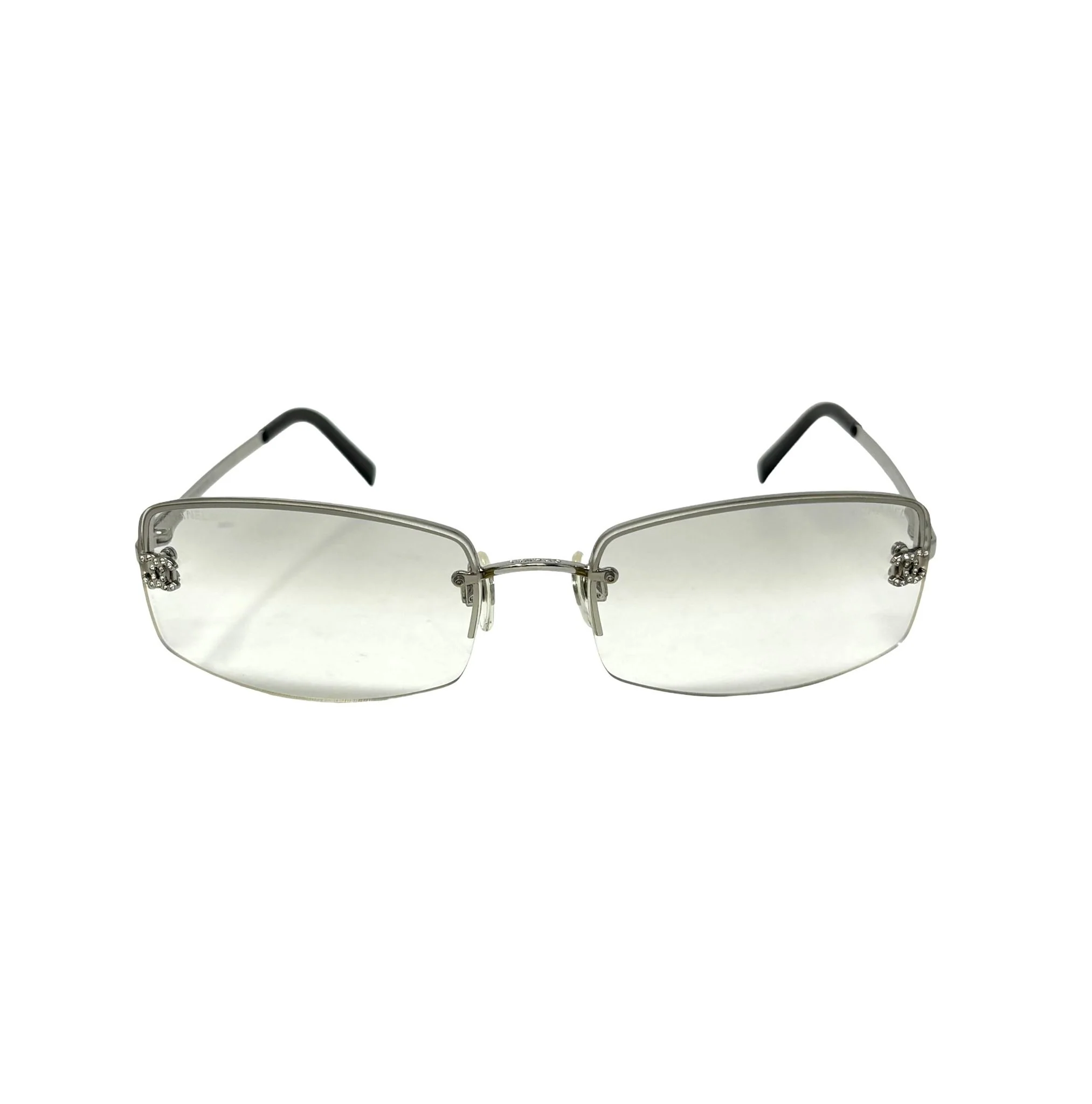 Chanel Micro Grey Rhinestone Logo Sunglasses - Image 2