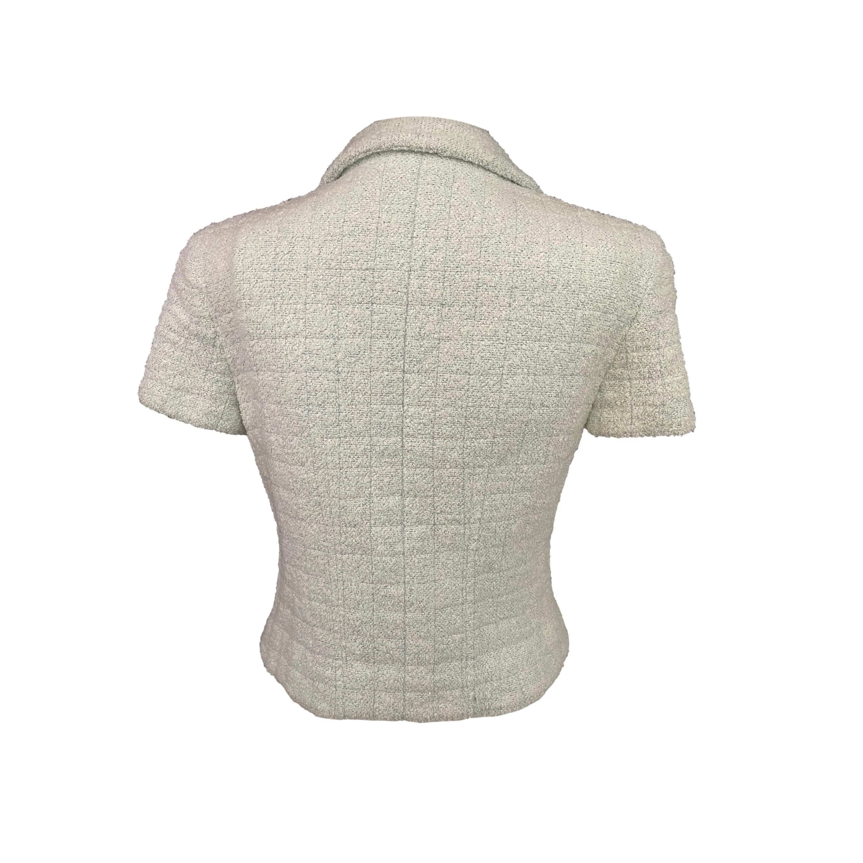 Chanel Mint Tweed Short Sleeve Blazer - Image 2