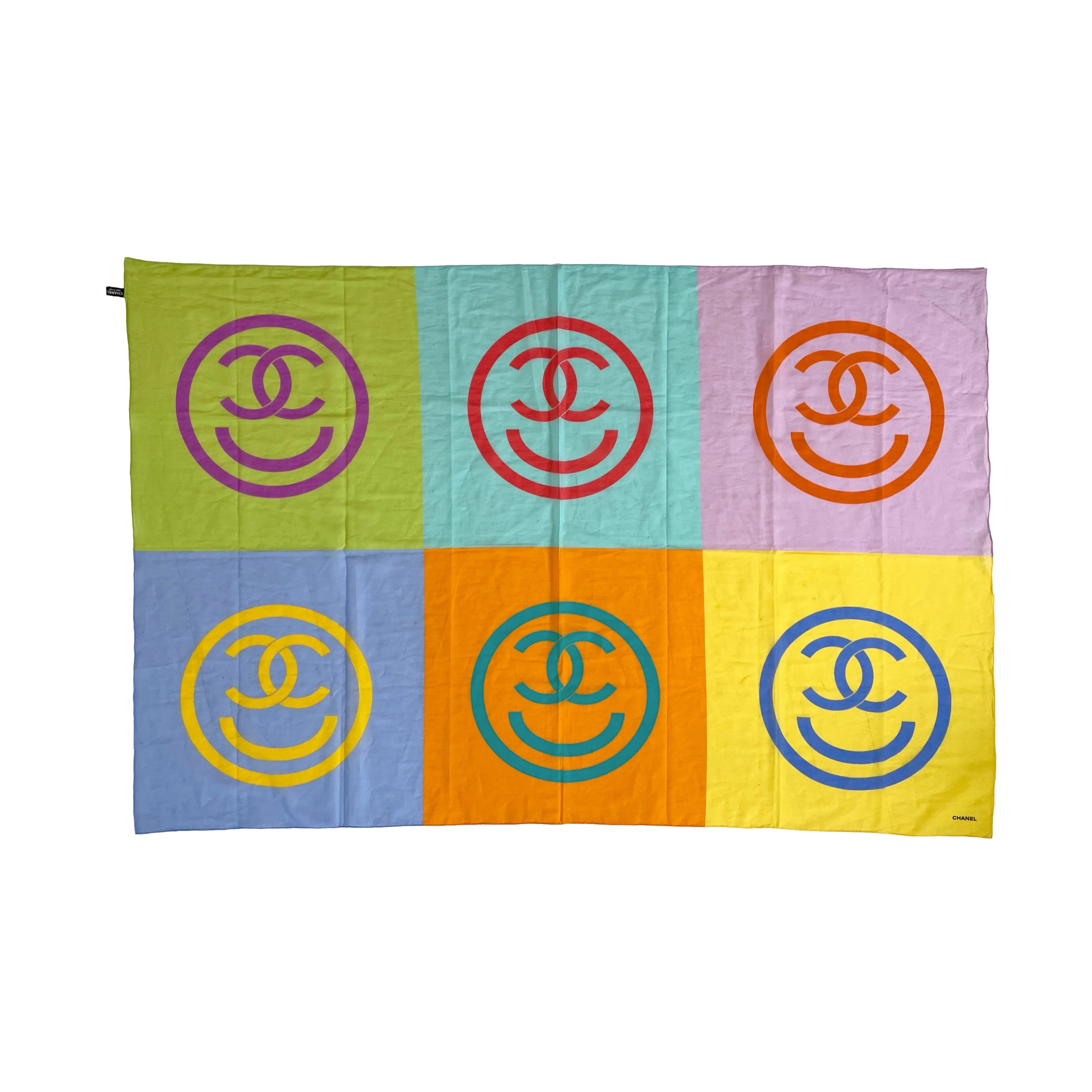 Chanel Multi Color Logo Scarf