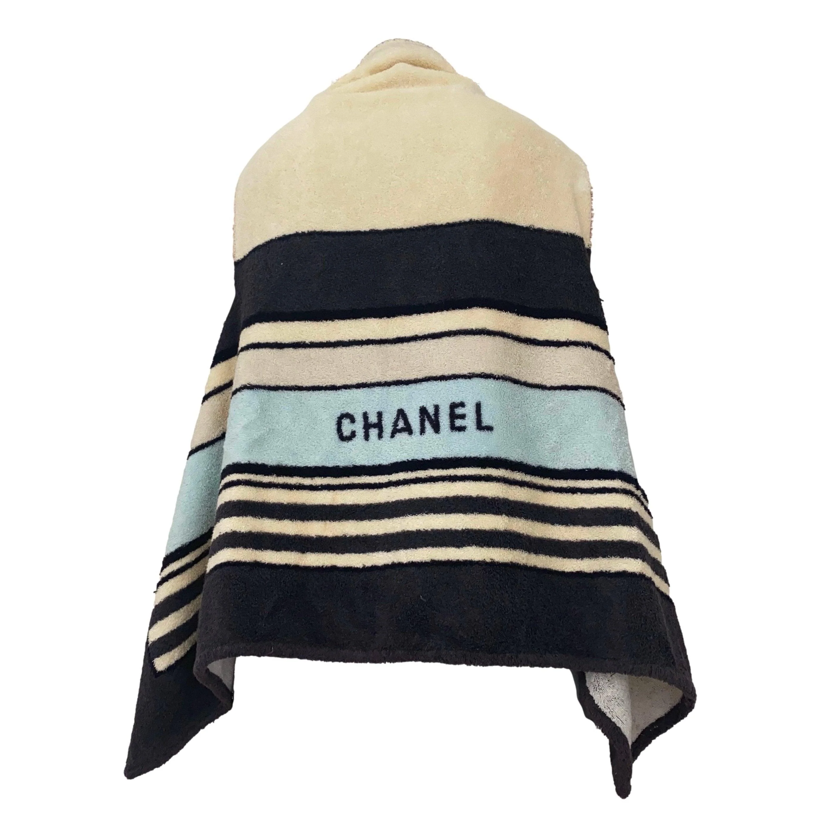 Chanel Sripe Logo Terrycloth Coverup