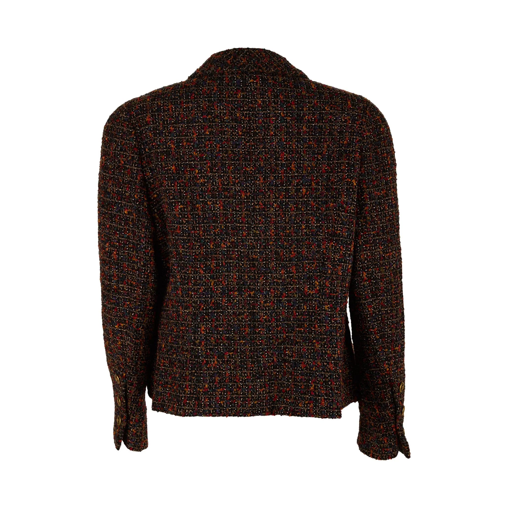 Chanel Multicolor Tweed Logo Button Blazer - Image 3