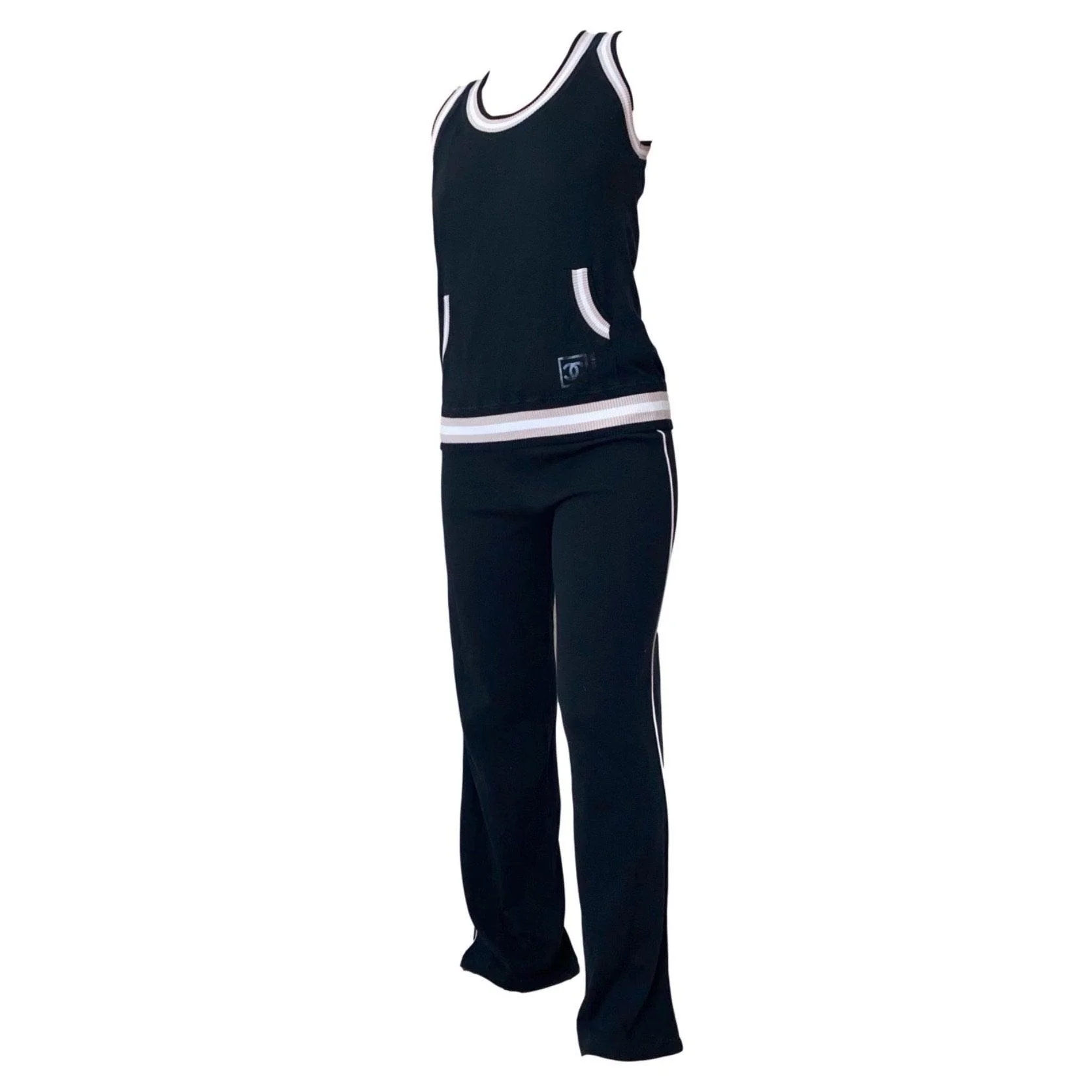 Chanel Navy Knit Ribbed Logo Set