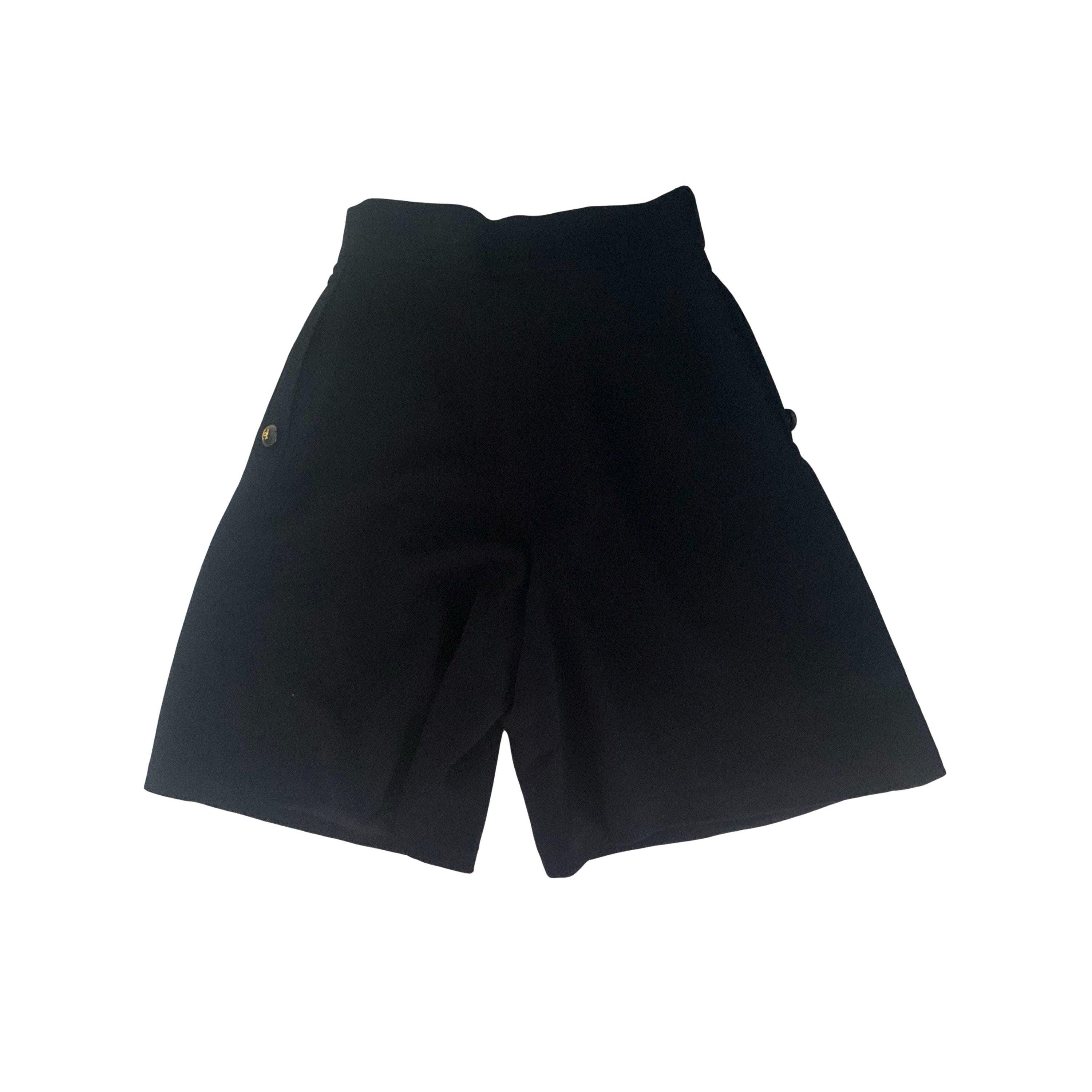 Chanel Navy Logo Button Shorts - Image 2