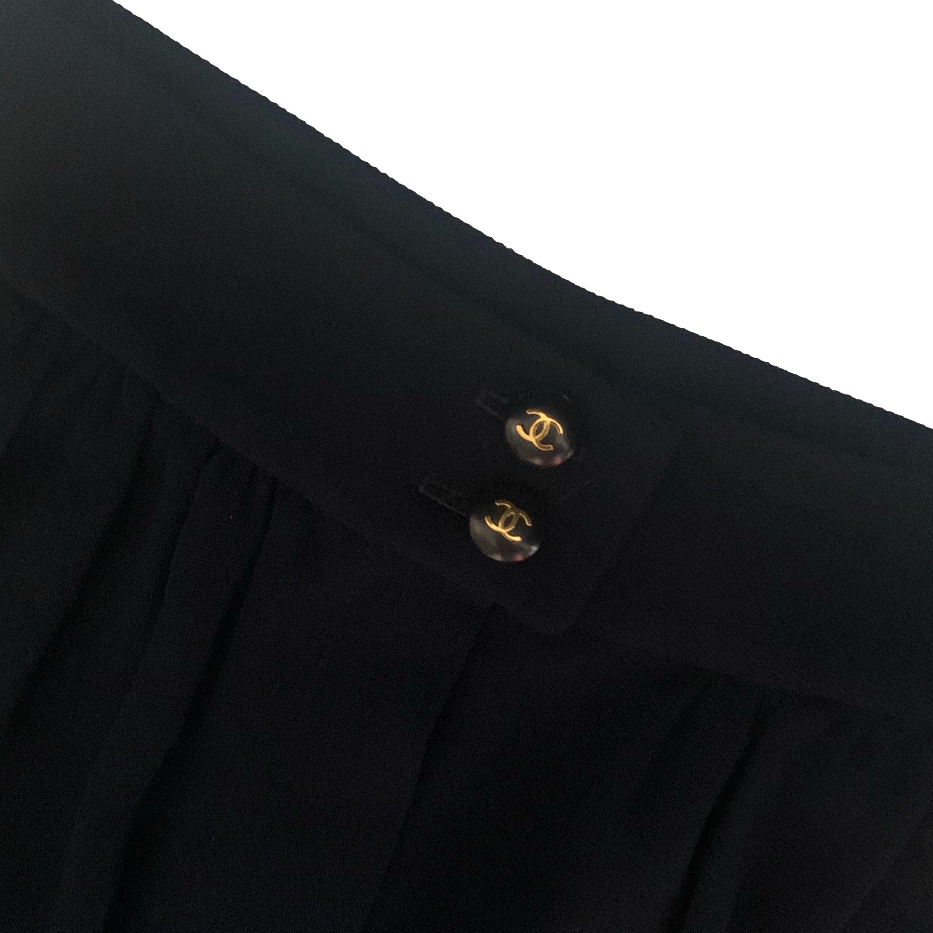 Chanel Navy Logo Button Shorts - Image 3