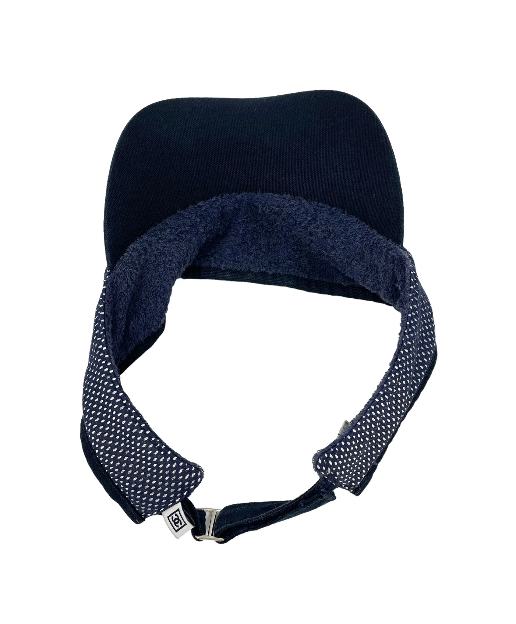 Chanel Navy Mesh Logo Visor - Image 2