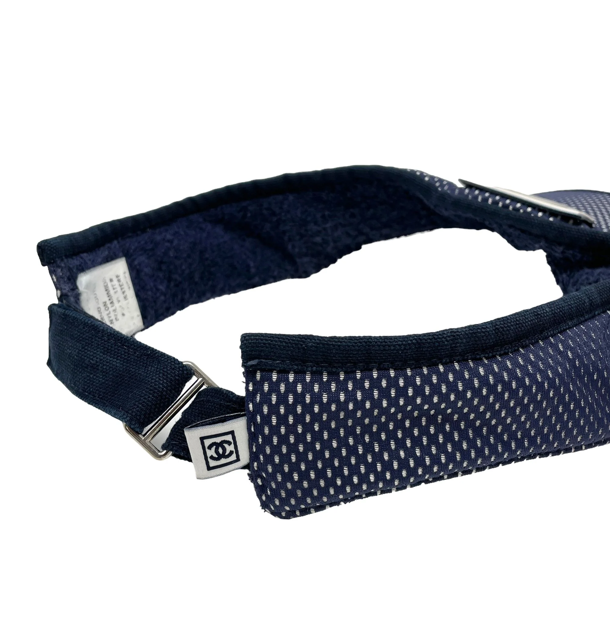 Chanel Navy Mesh Logo Visor - Image 3