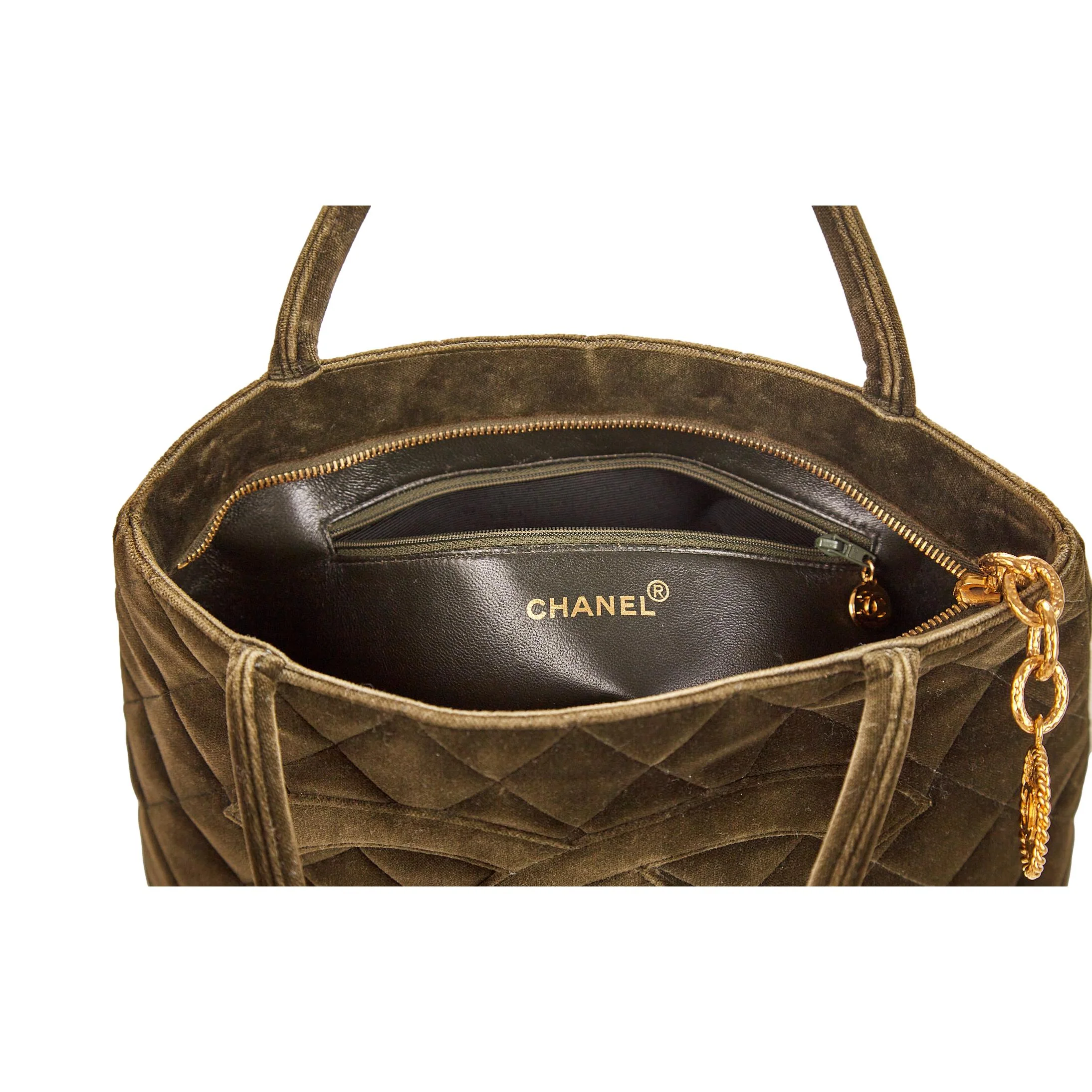 Chanel Olive Green Medallion Top Handle Bag - Image 4