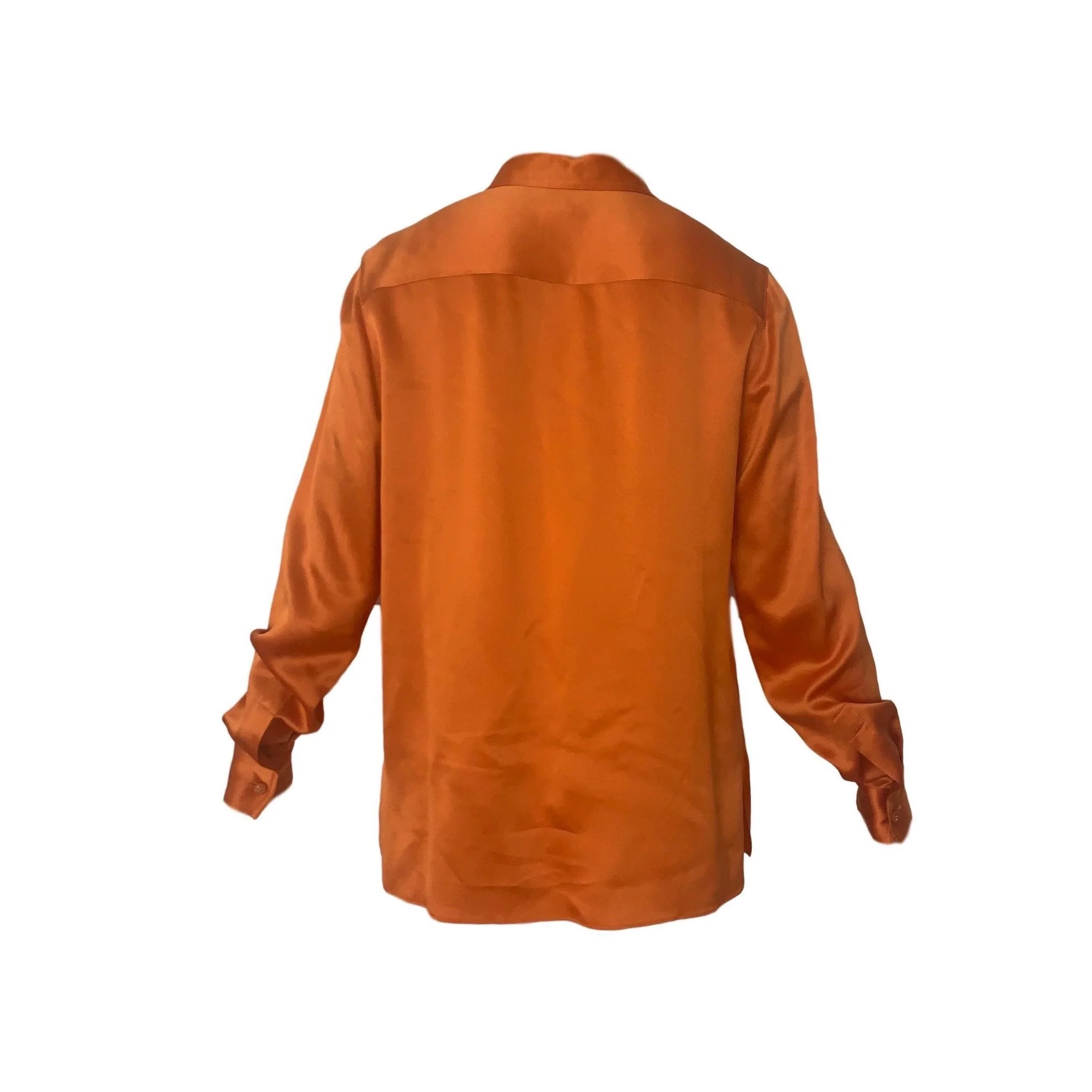 Chanel Orange Silk Button Down Shirt - Image 2