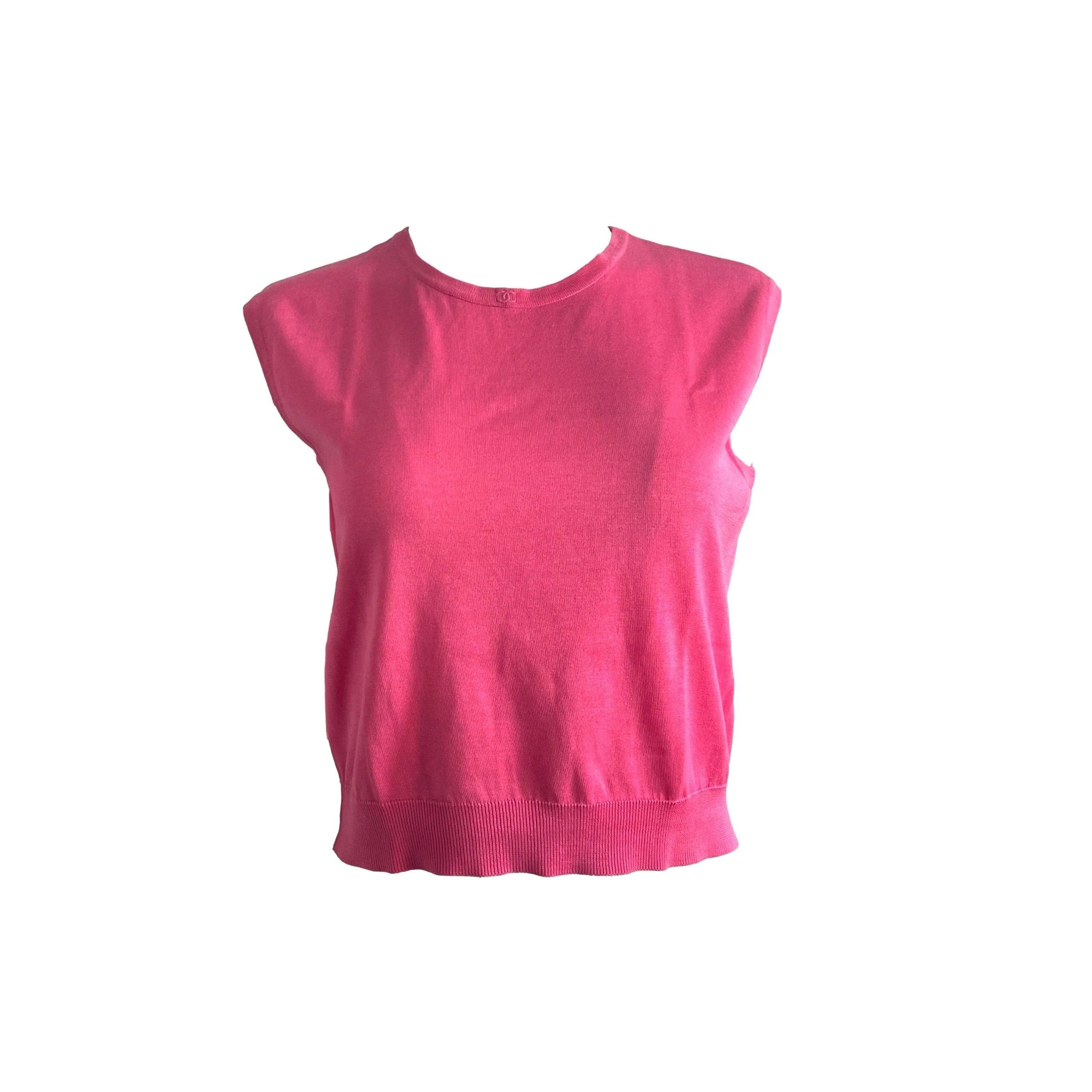 Chanel Pink Knit Logo Tank Top