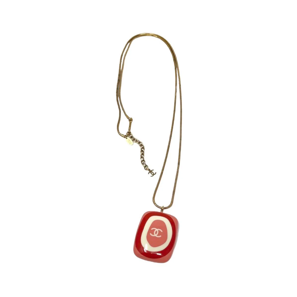 Chanel Pink Logo Medallion Necklace