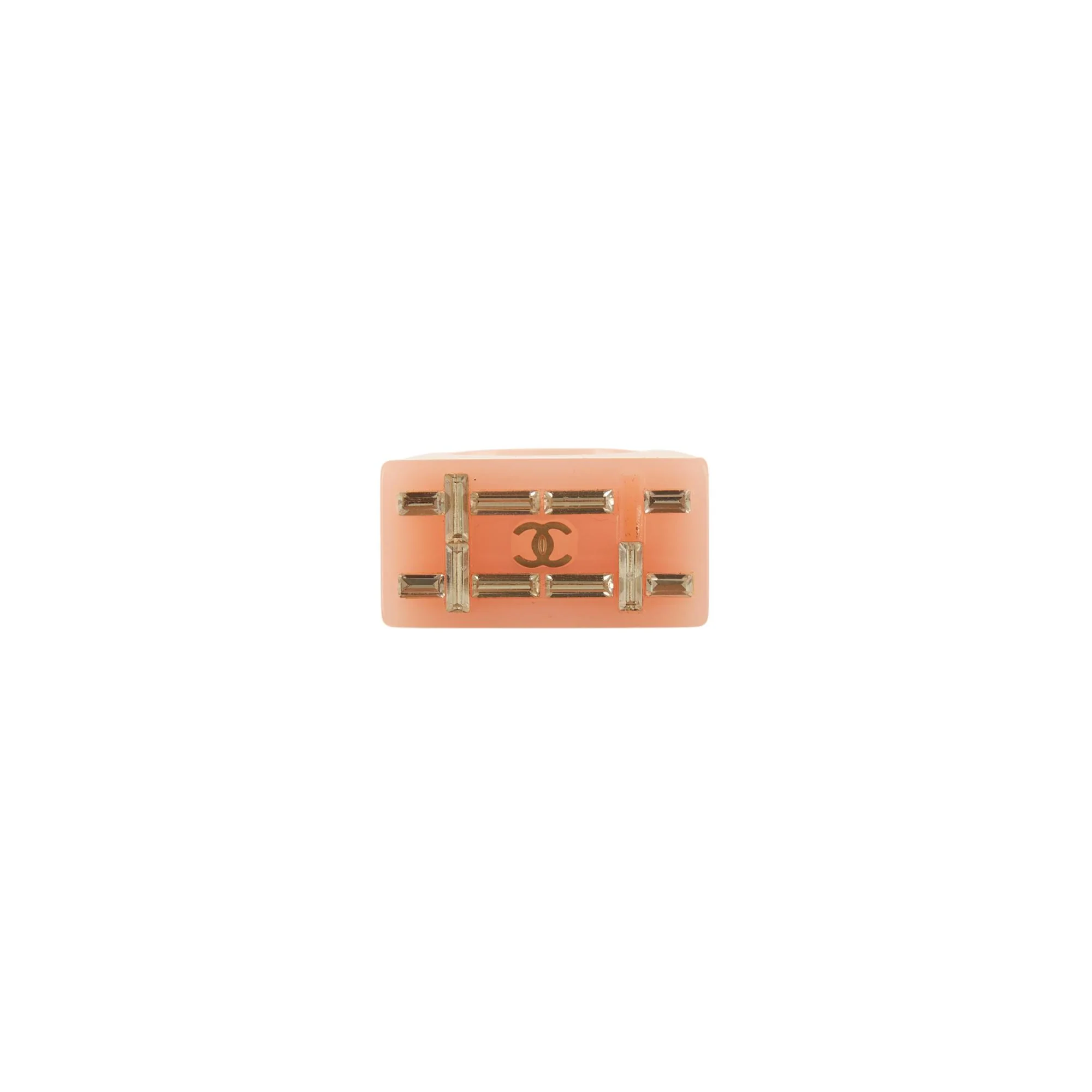 Chanel Pink Rhinestone Logo Ring