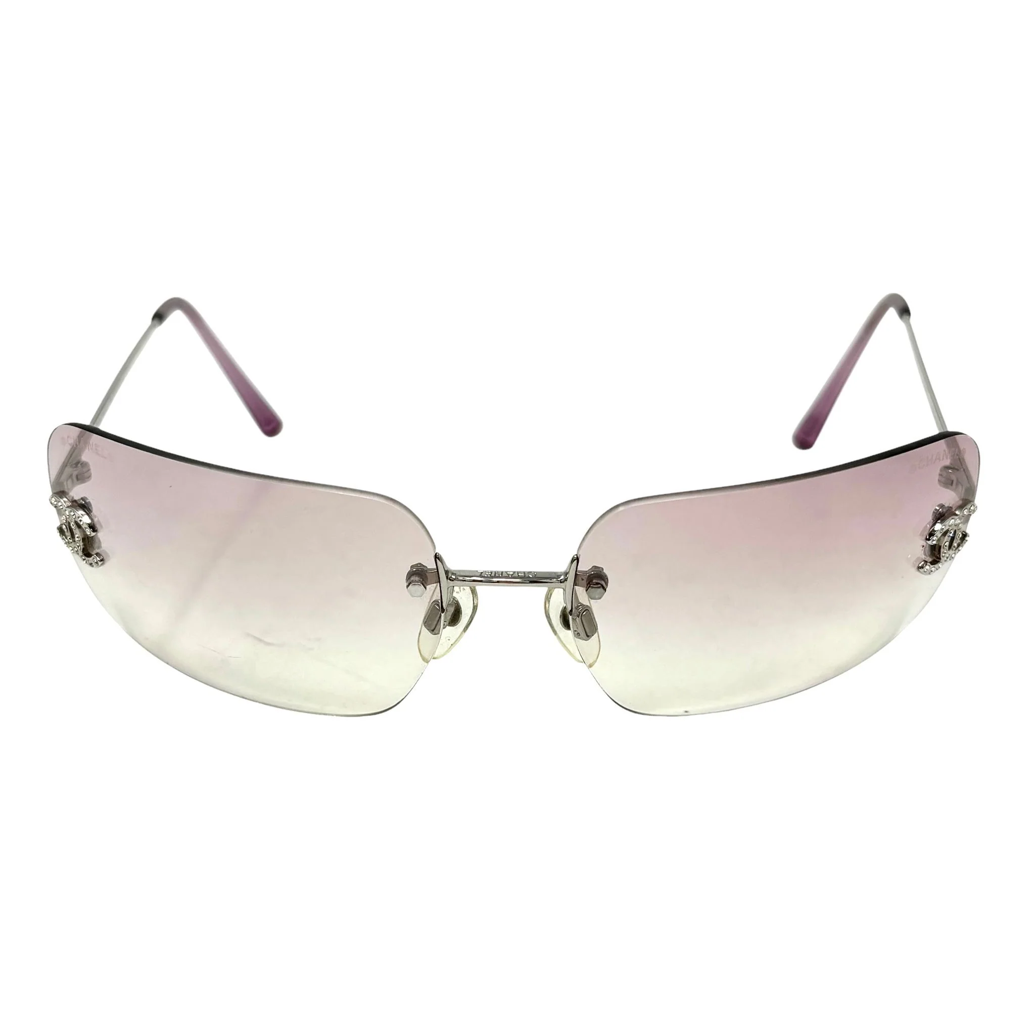 Chanel Pink Rhinestone Logo Sunglasses - Image 2