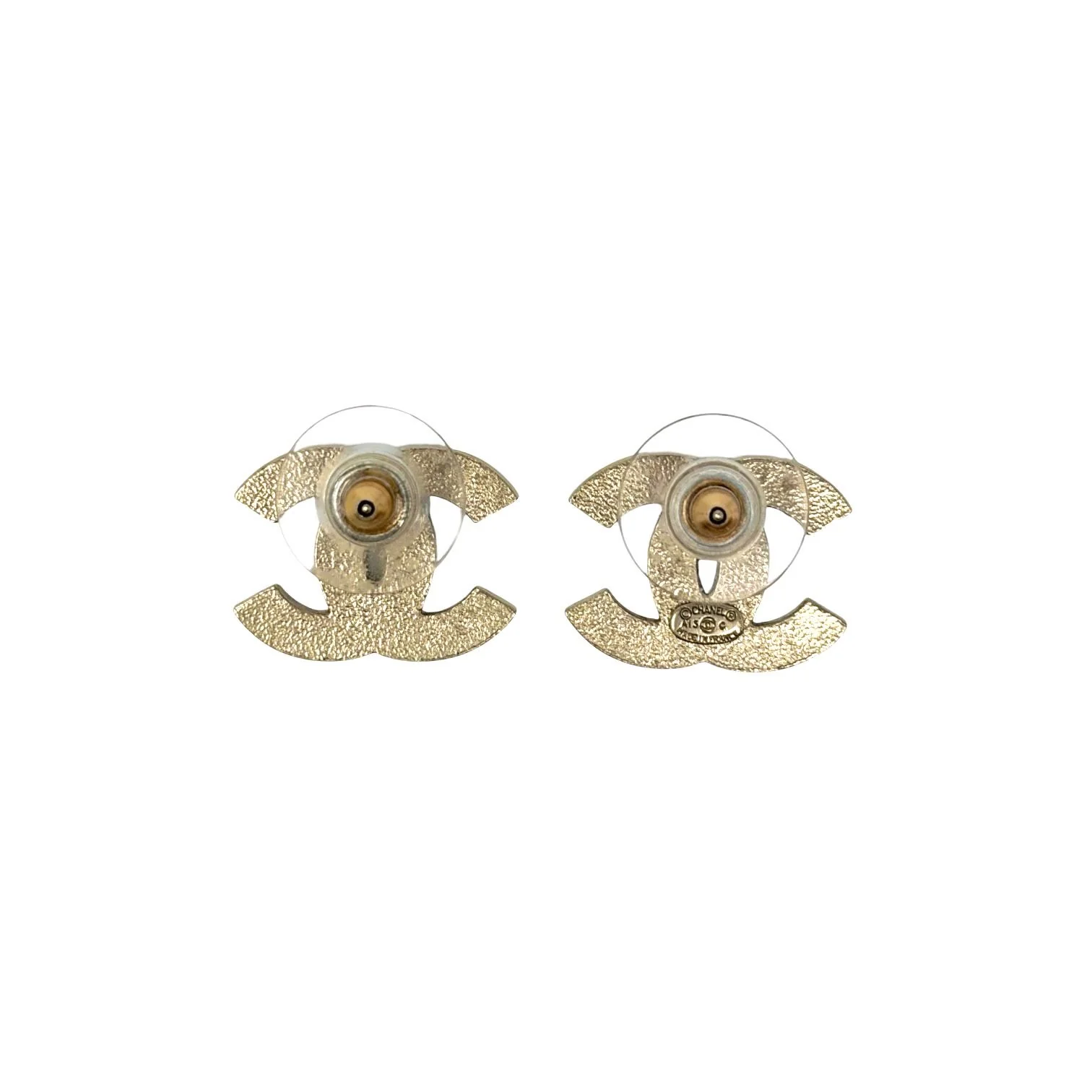 Chanel Pink Stripe Logo Earrings - Image 2
