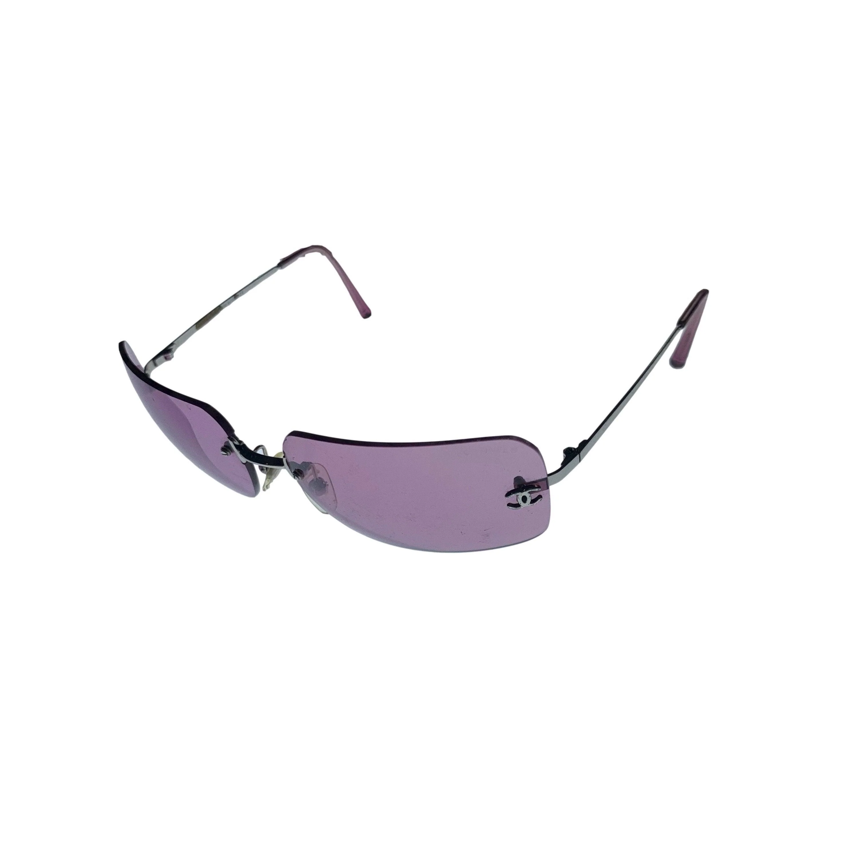 Chanel Purple Rimless Sunglasses - Image 2