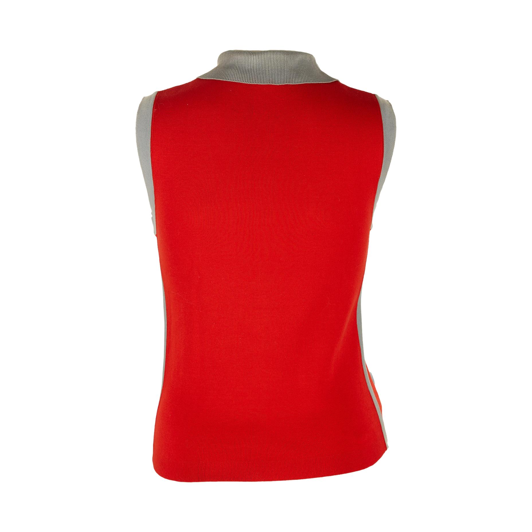 Chanel Red Logo Zipper Tank - Image 2