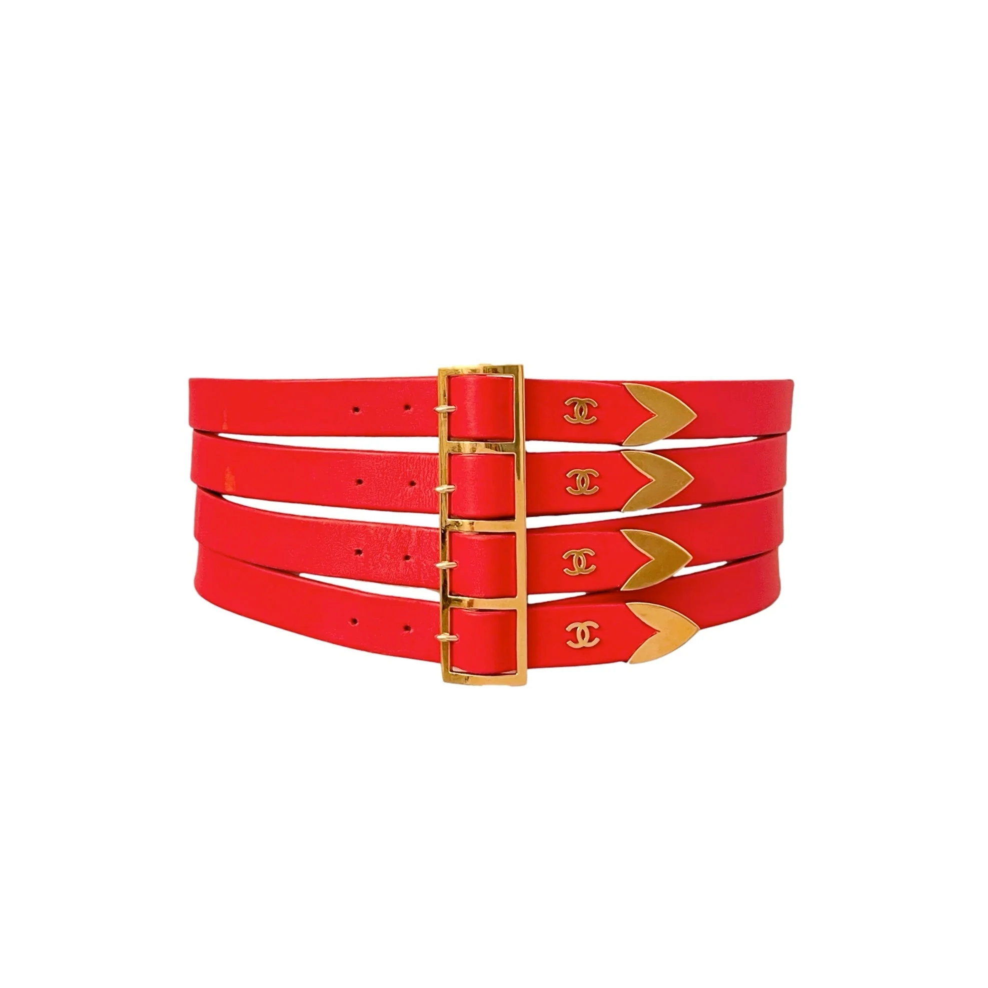 Chanel Red Logo Belt