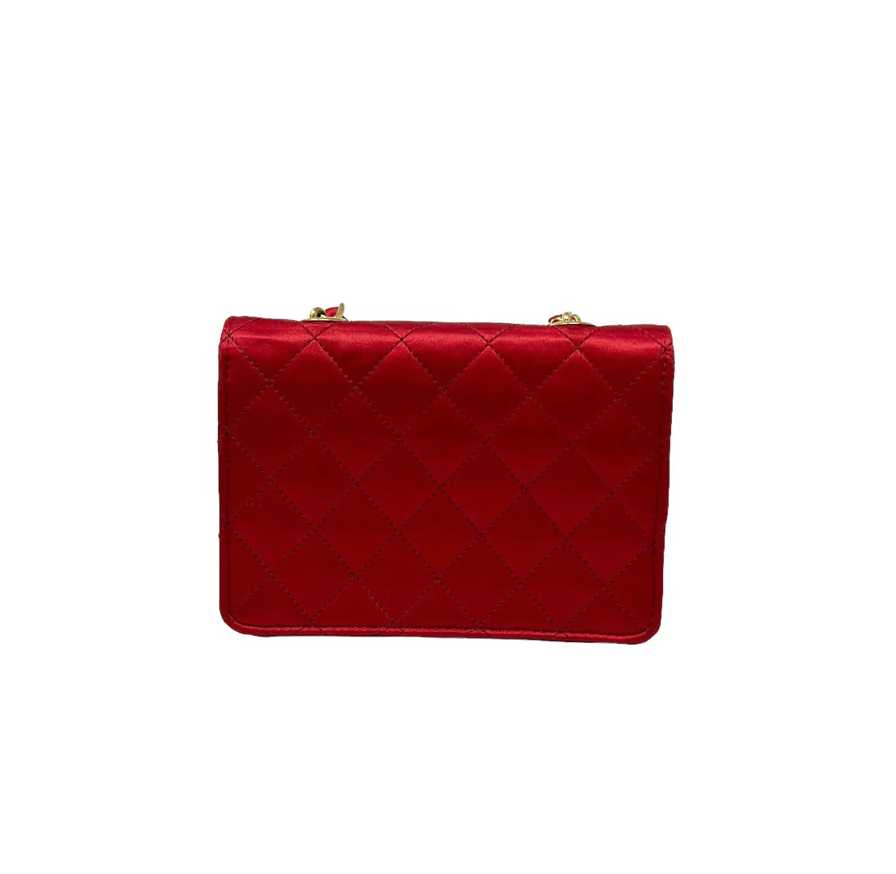 Chanel Red Satin Mini Flap Bag - Image 2