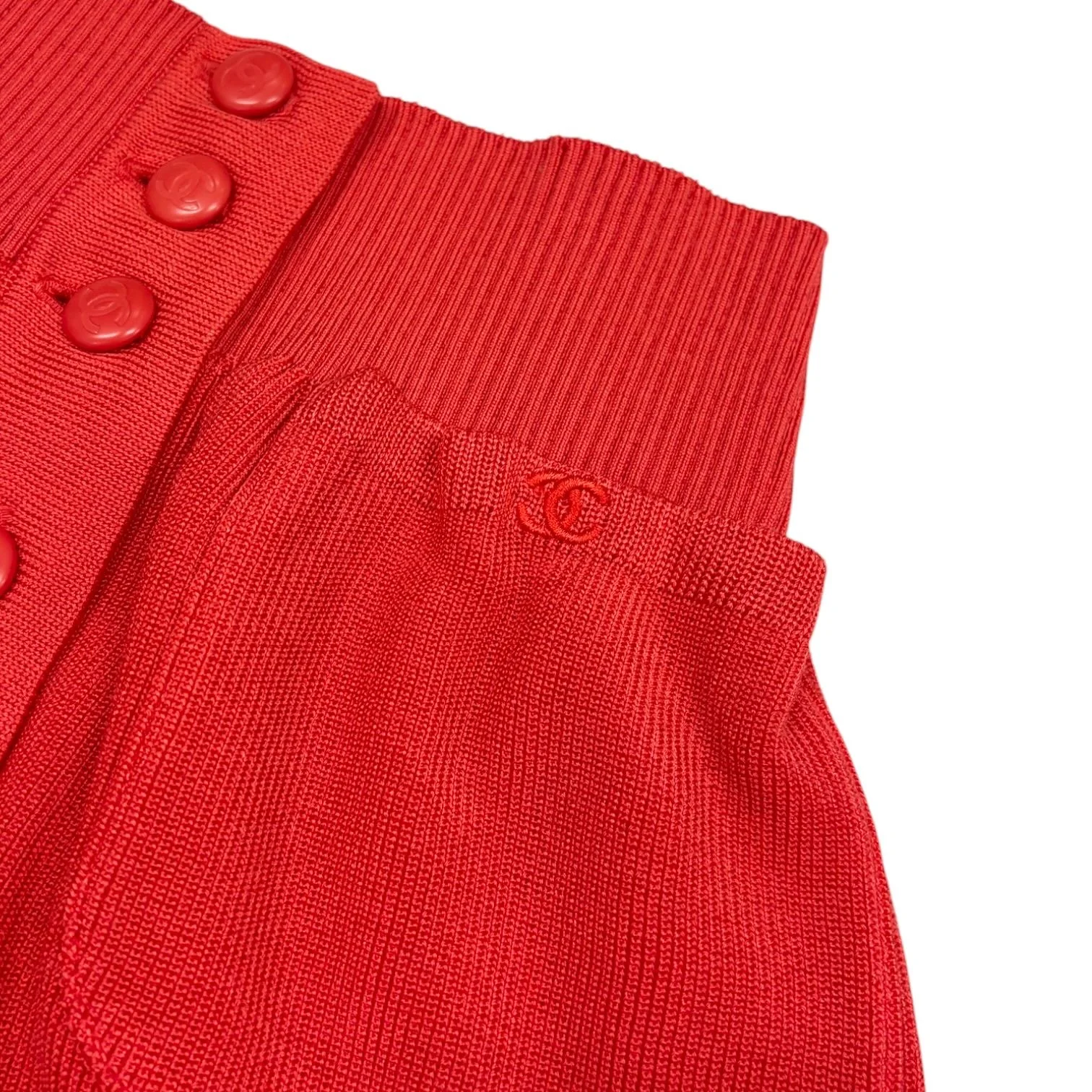 Chanel Red Ribbed 3-Pc Logo Set - Image 5
